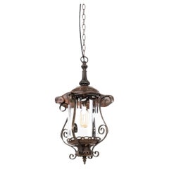 Antique Arts & Crafts Glazed Copper Porch/Hall Lantern Light Lamp C.1900