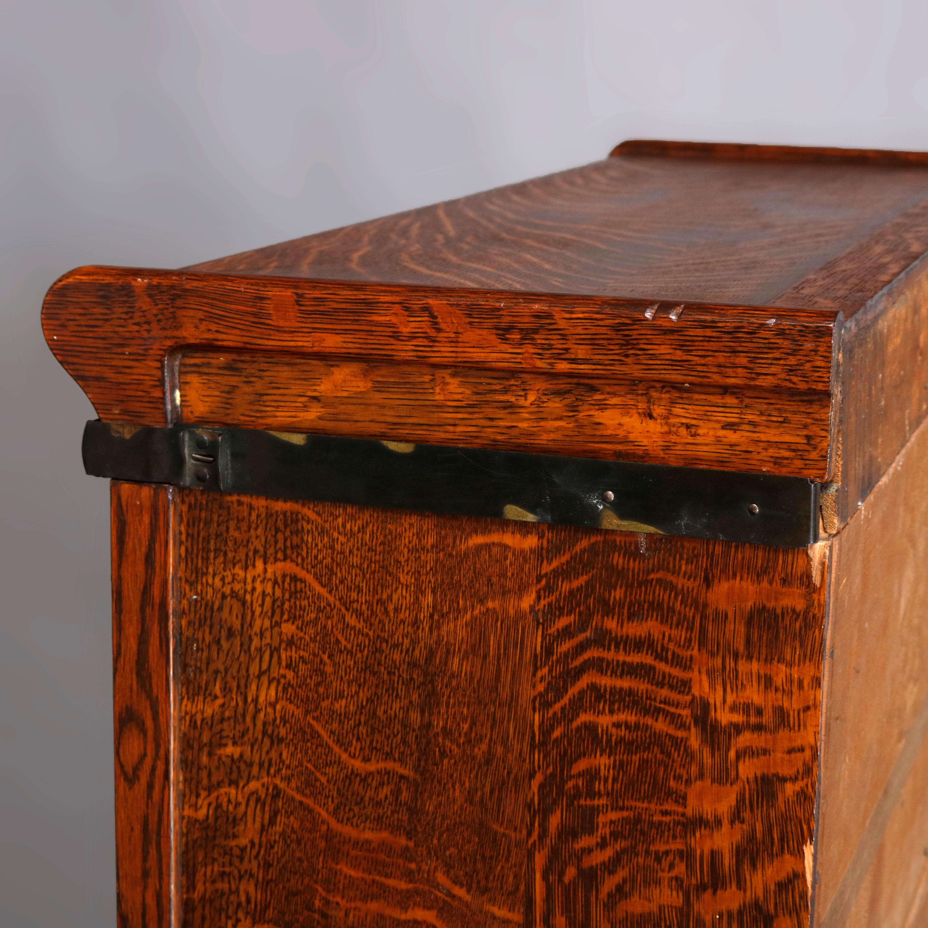 20th Century Antique Arts & Crafts Globe Wernicke 3-Stack Barrister Oak Bookcase, circa 1910