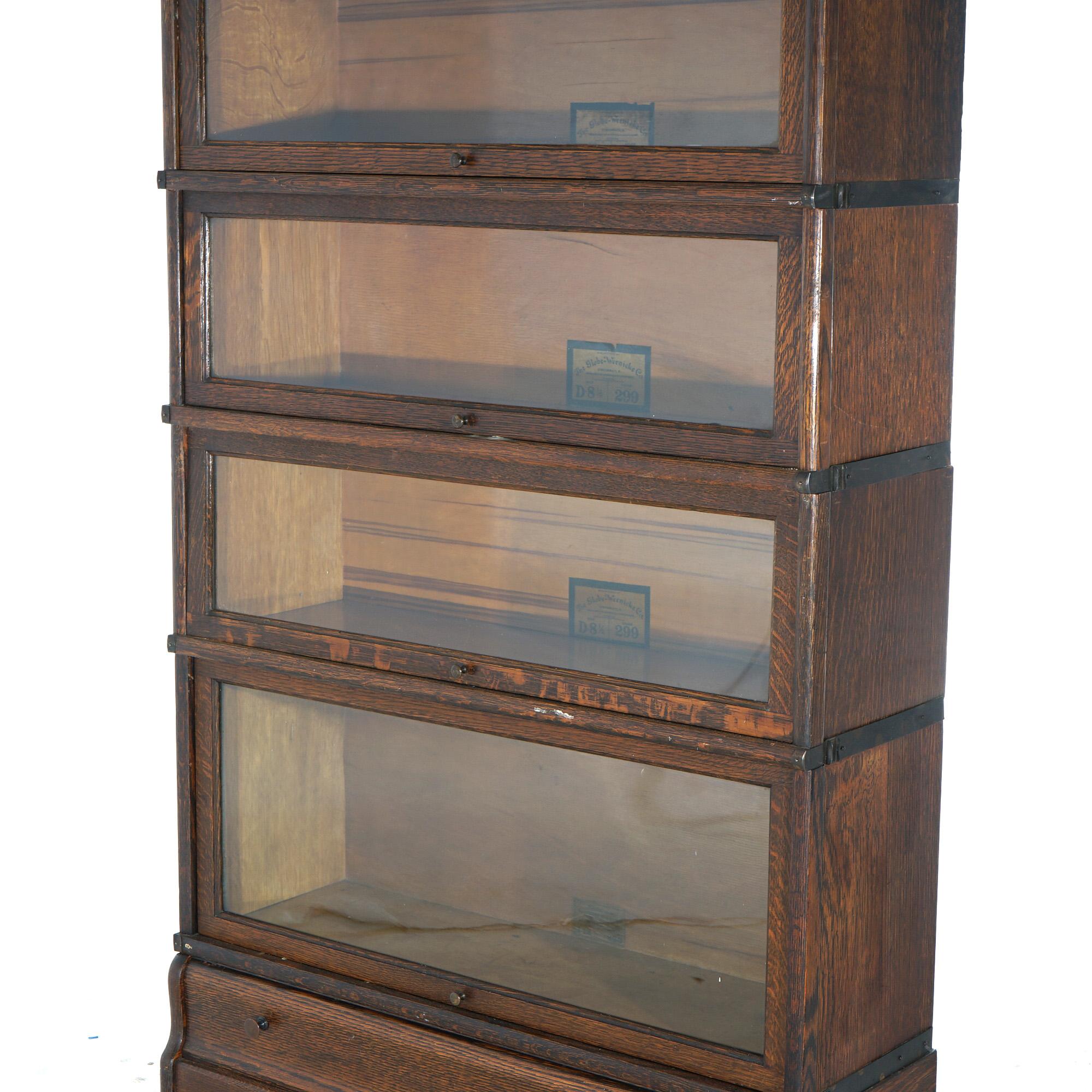 Antique Arts & Crafts Globe Wernicke Four Stack Oak Barrister Bookcase c1910 2