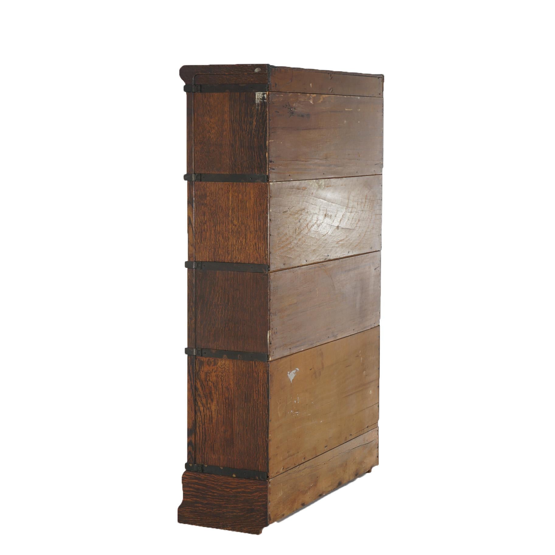 Antique Arts & Crafts Globe Wernicke Four Stack Oak Barrister Bookcase c1910 9