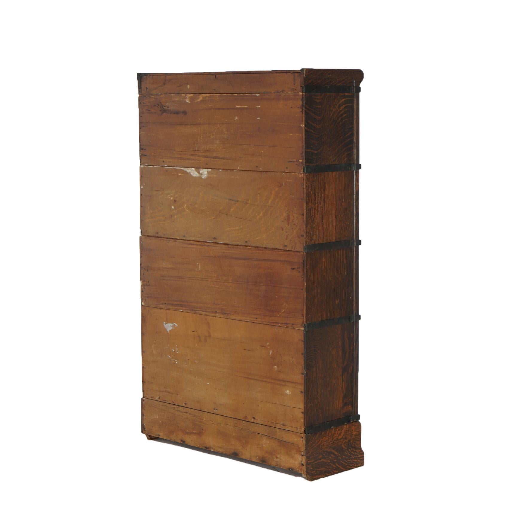 Antique Arts & Crafts Globe Wernicke Four Stack Oak Barrister Bookcase c1910 10