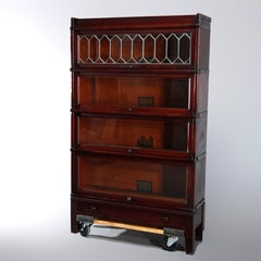 Antique Arts & Crafts Globe Wernicke Leaded Glass Barrister Bookcase, circa 1910