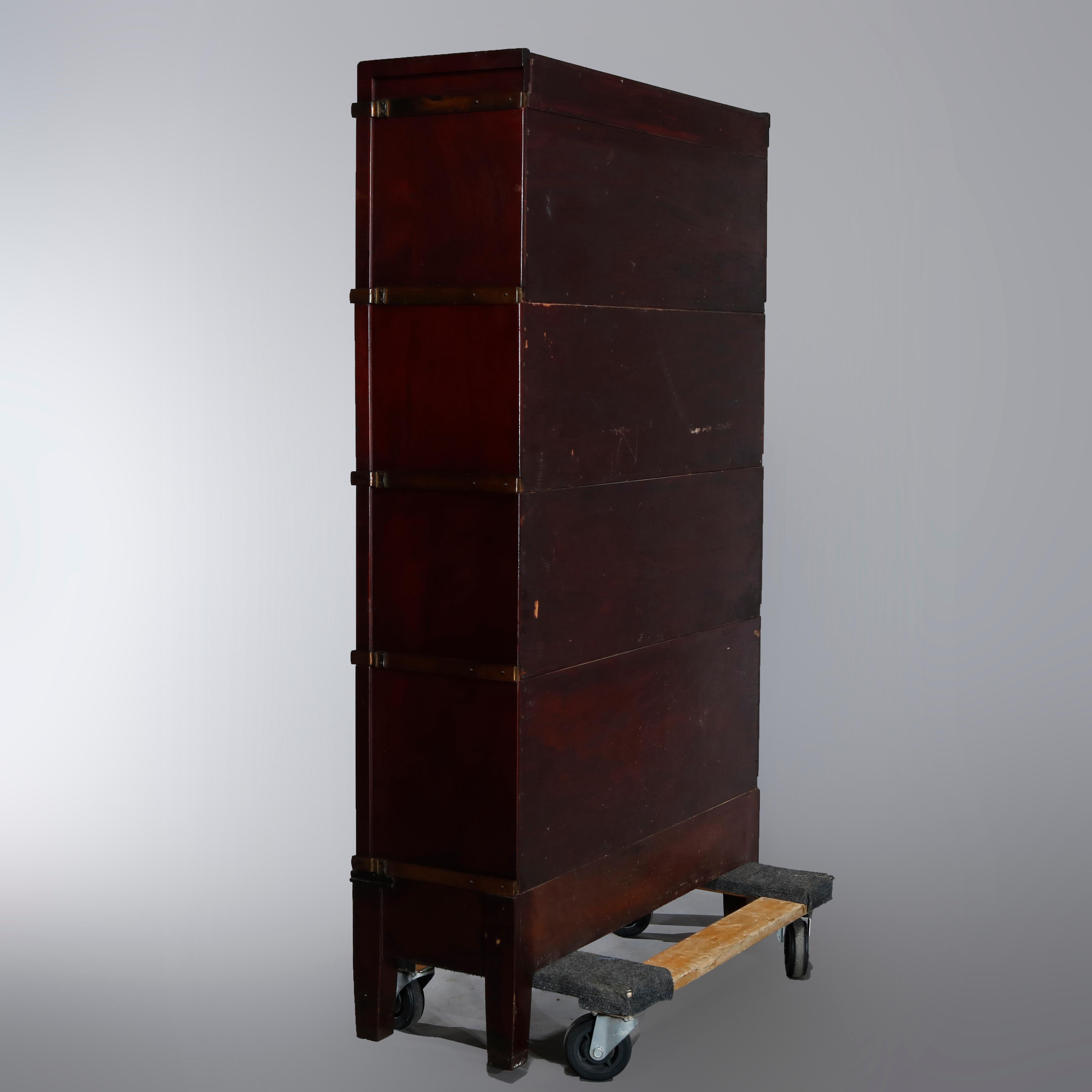 20th Century Antique Arts & Crafts Globe Wernicke Leaded Glass Barrister Bookcase, circa 1910