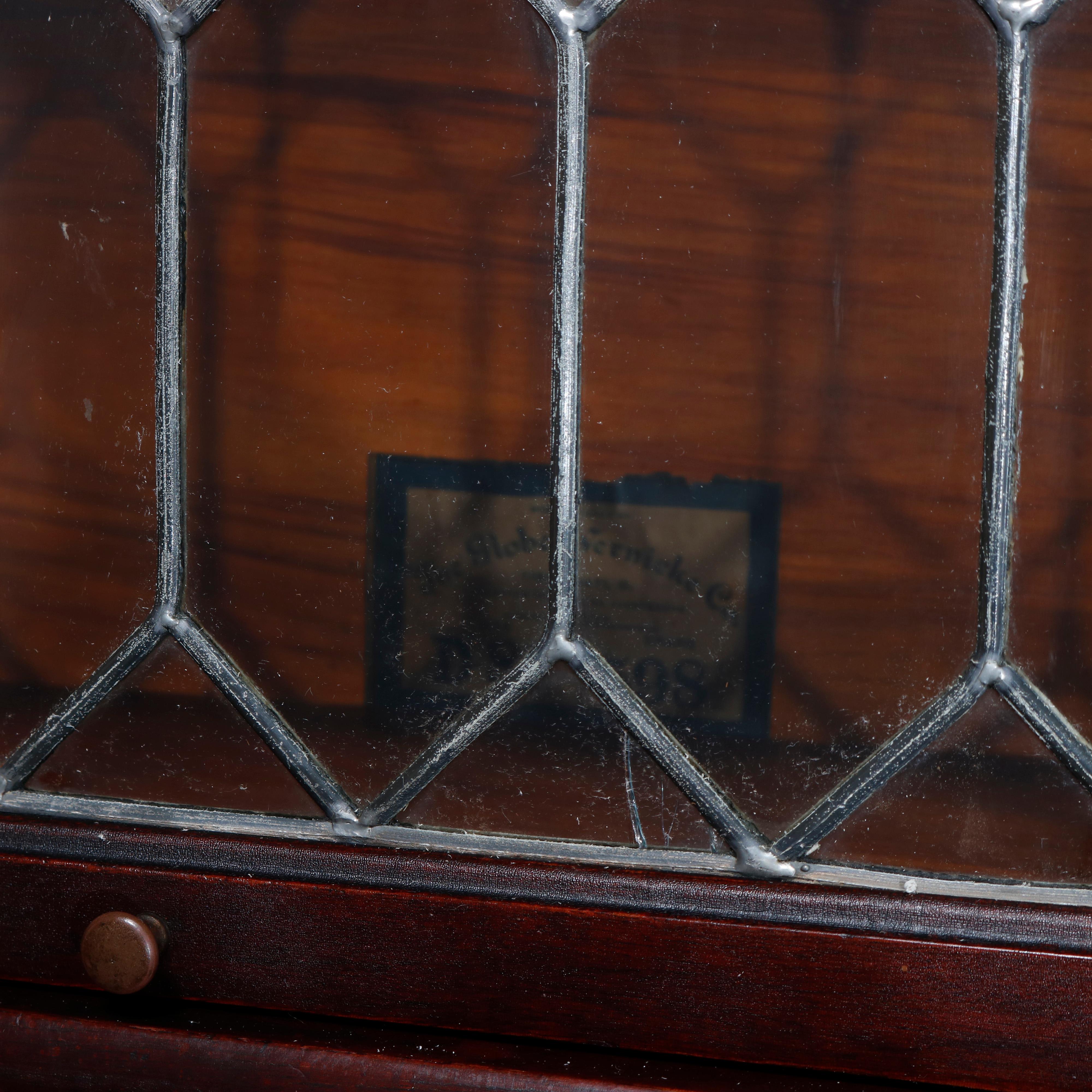 Antique Arts & Crafts Globe Wernicke Leaded Glass Barrister Bookcase, circa 1910 2
