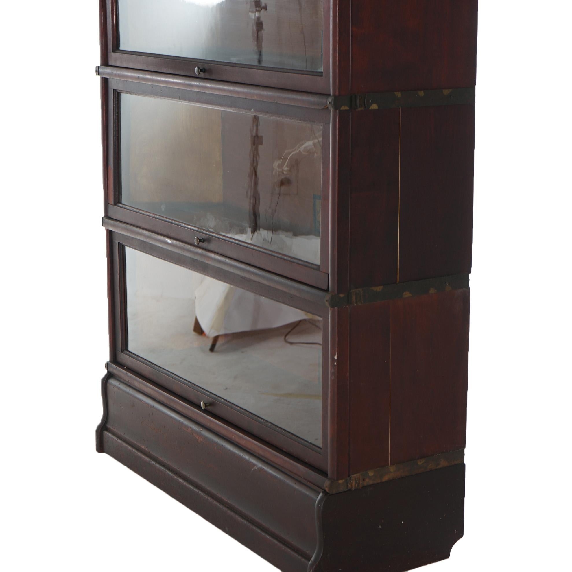 Antique Arts & Crafts Globe Wernicke Mahogany Barrister Bookcase, C1910 In Good Condition In Big Flats, NY