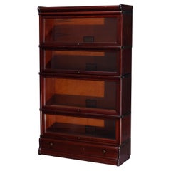 Antique Arts & Crafts Globe Wernicke Mahogany Barrister Bookcase, c1910