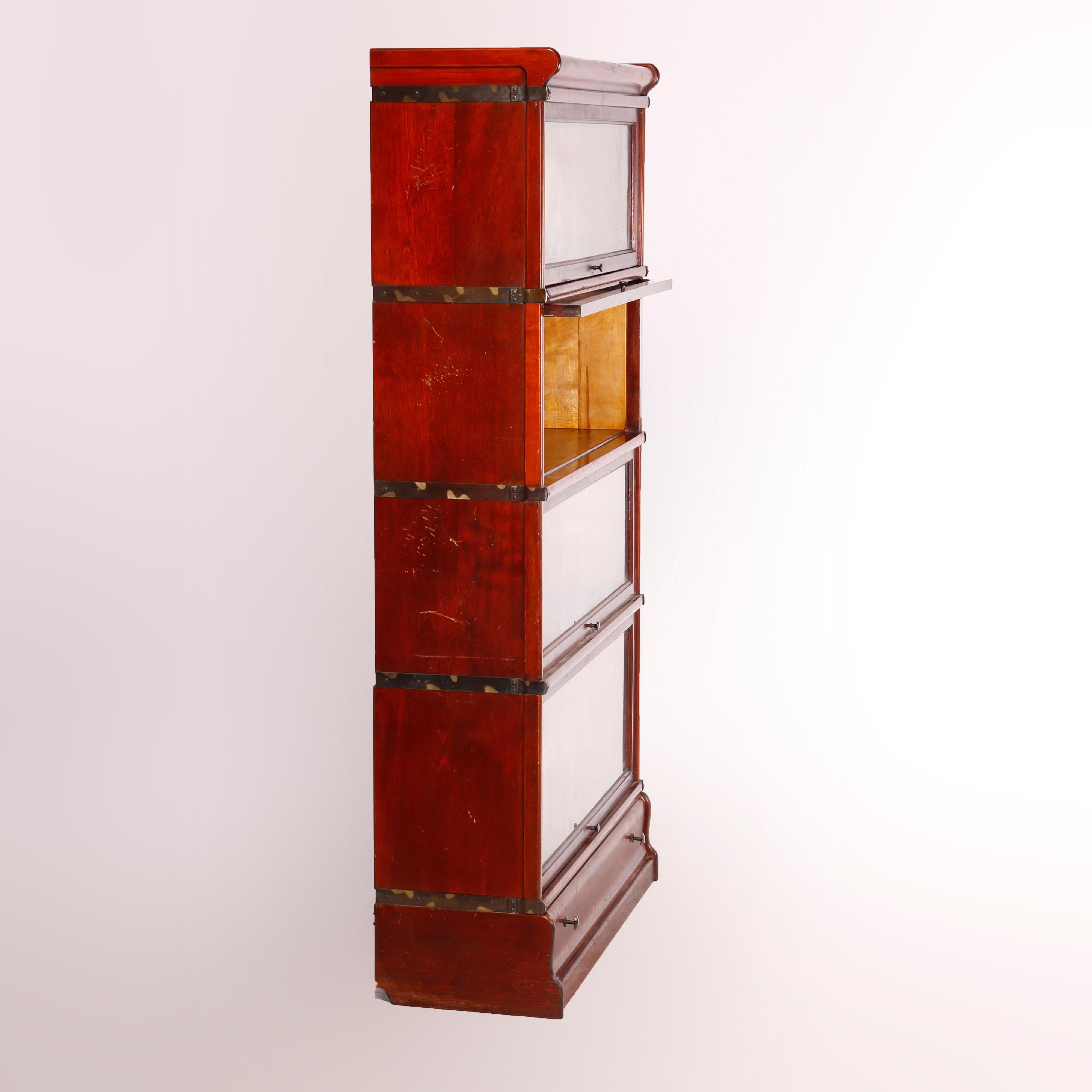 American Antique Arts & Crafts Globe Wernicke Mahogany Stack Barrister Bookcase, c1910