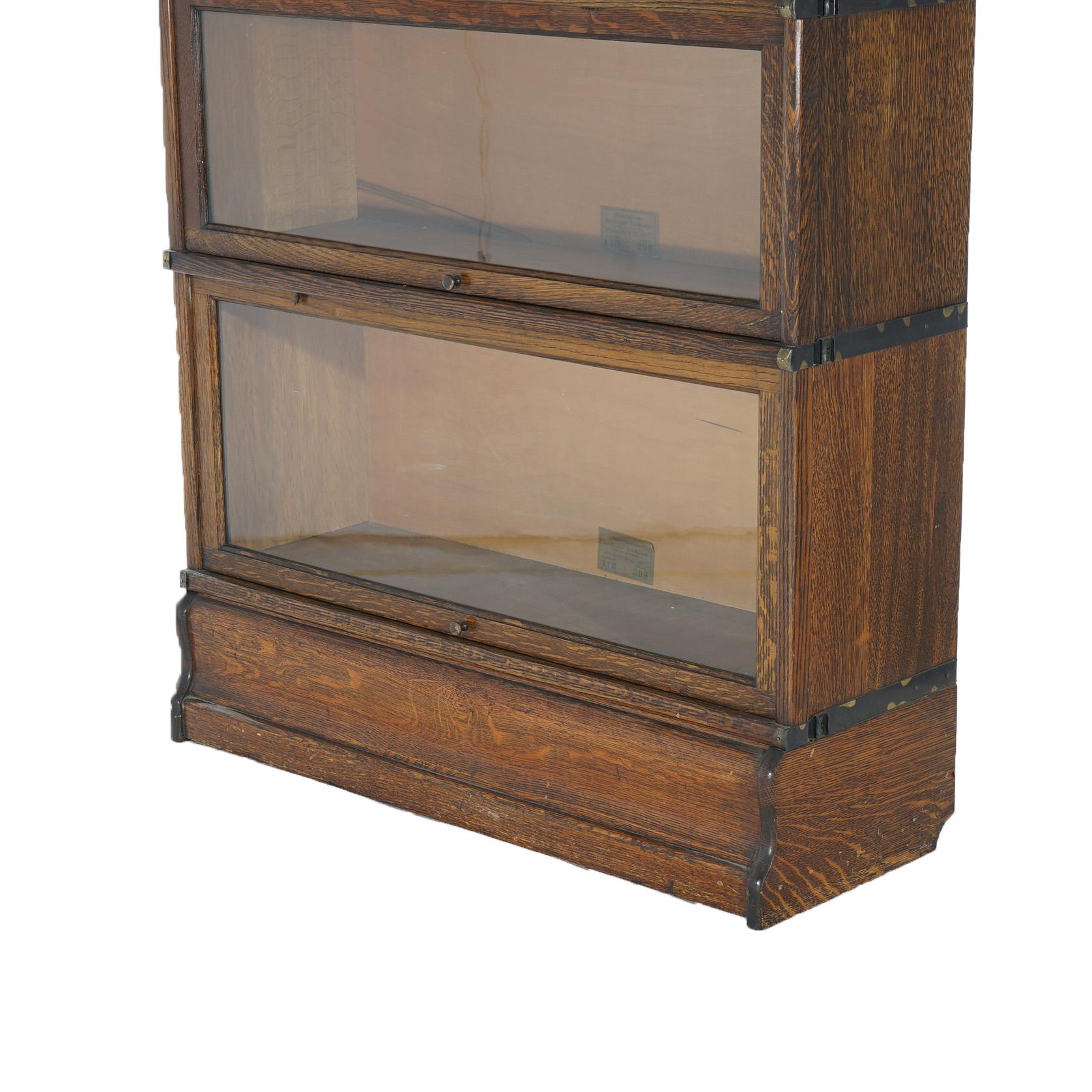 Antique Arts & Crafts Globe Wernicke Mission Oak Barrister Stack Bookcase c1920 In Good Condition In Big Flats, NY