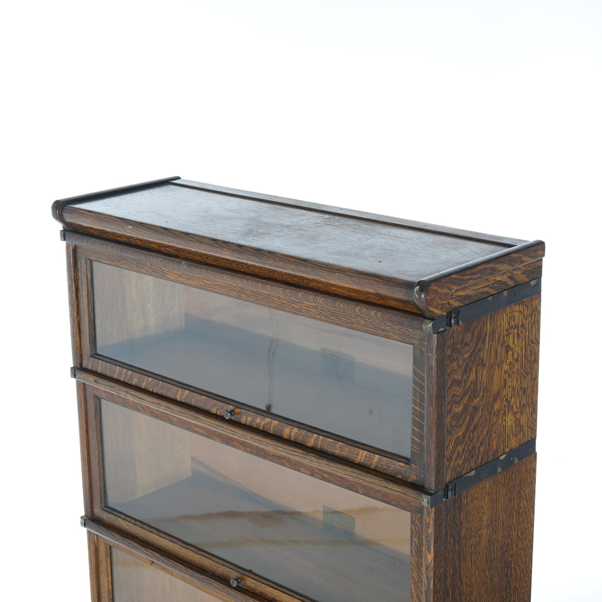 20th Century Antique Arts & Crafts Globe Wernicke Mission Oak Barrister Stack Bookcase c1920