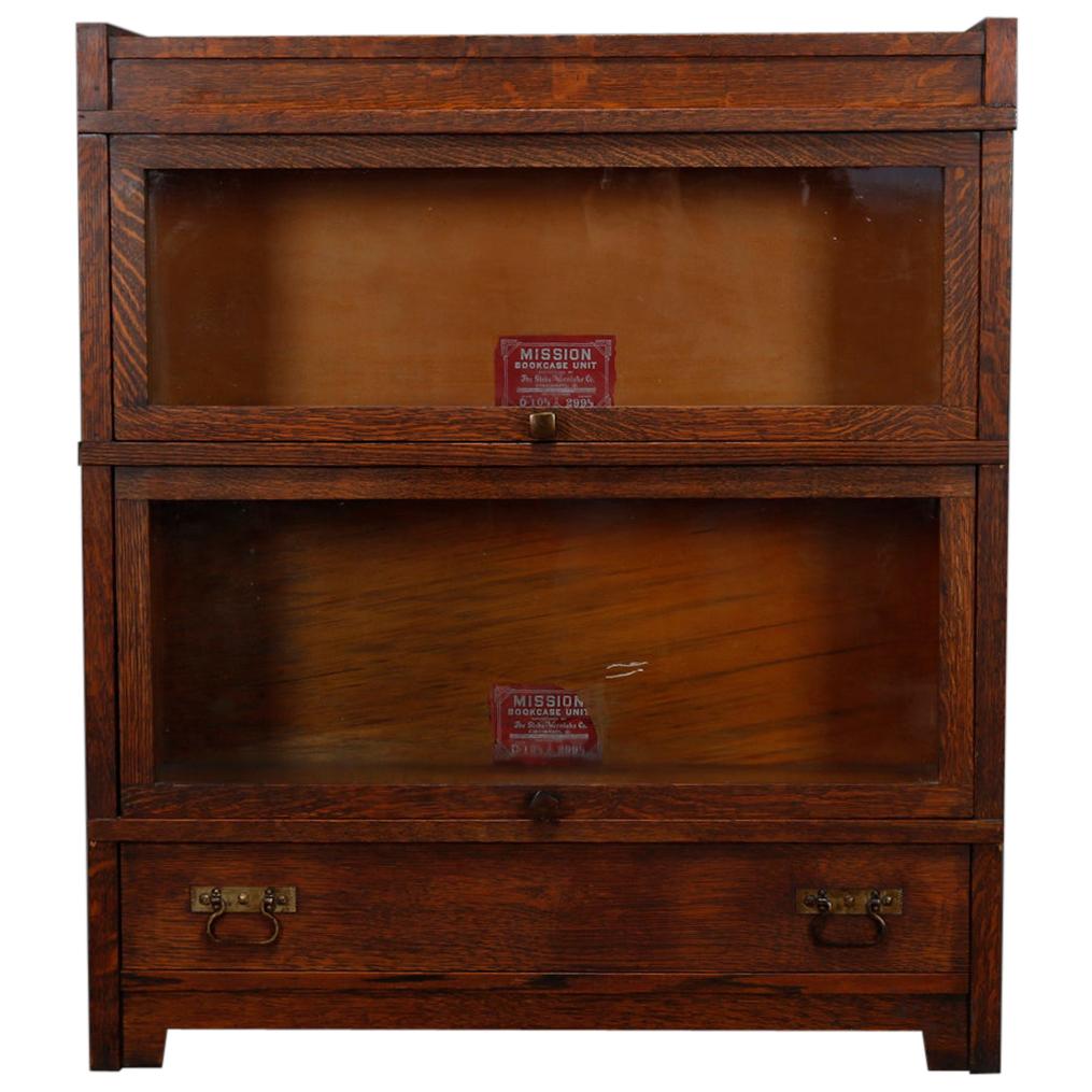 Antique Arts & Crafts Globe Wernicke Mission Oak Stack Barrister Bookcase