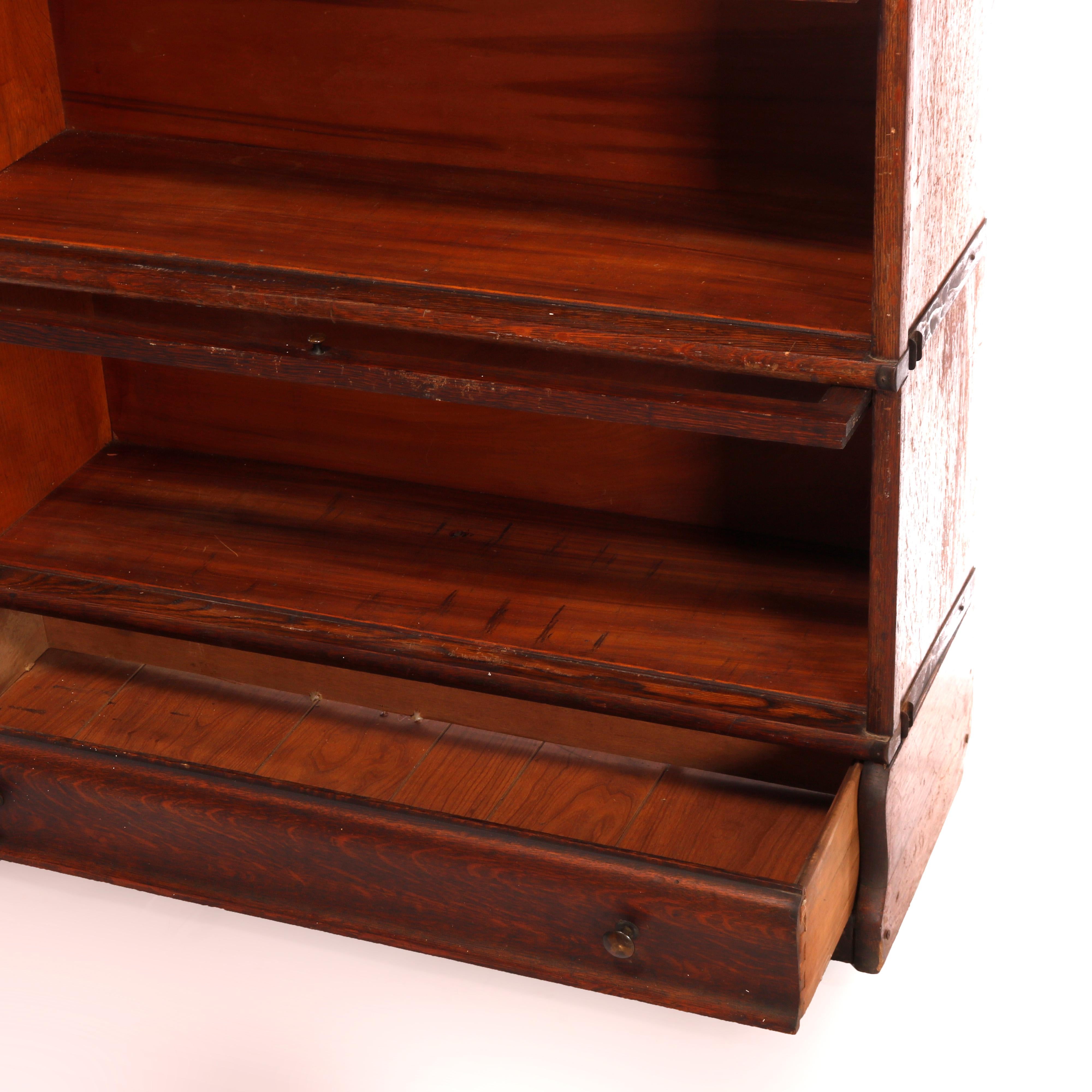 20th Century Antique Arts & Crafts Globe Wernicke Mission Oak Stack Barrister Bookcase, c1910