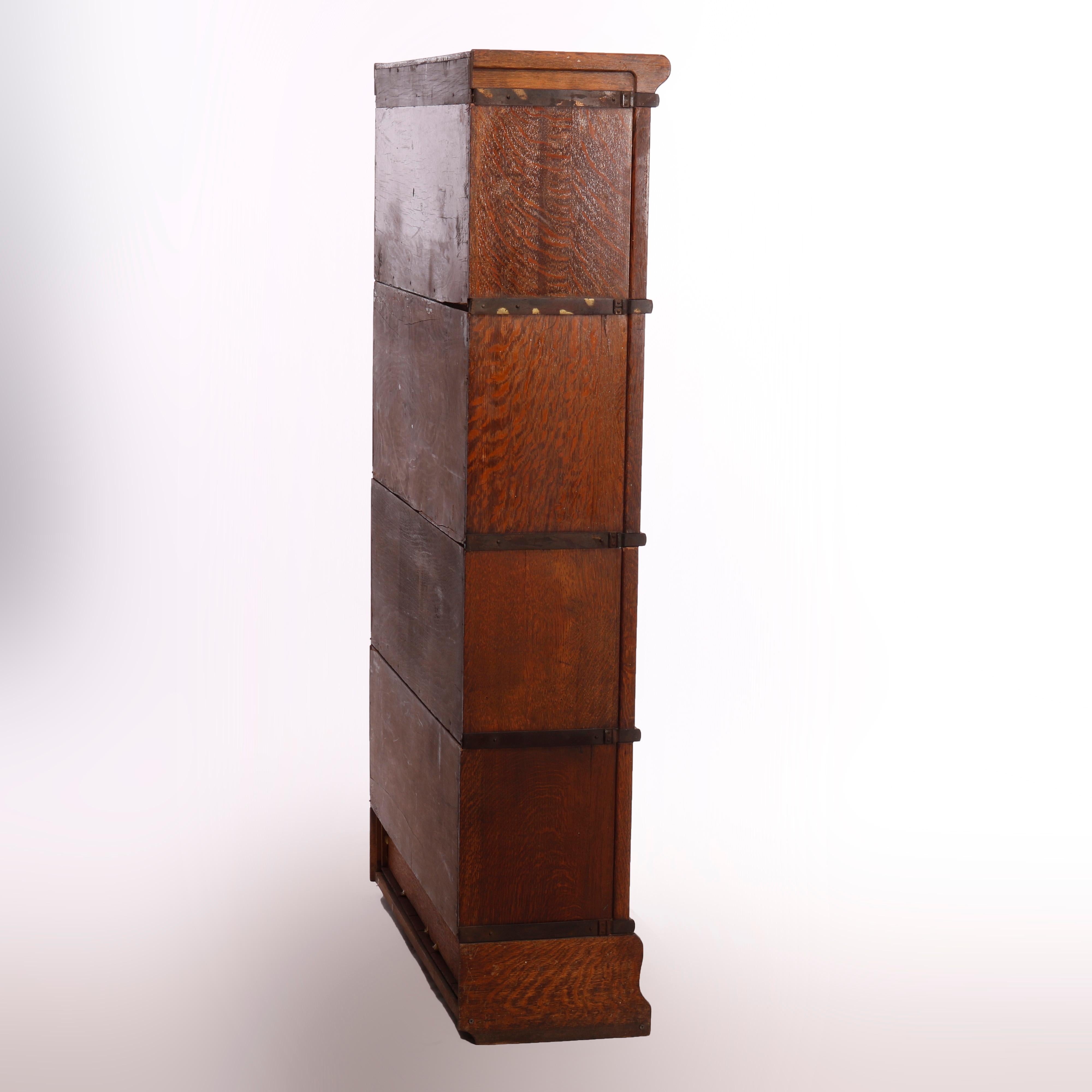 Antique Arts & Crafts Globe Wernicke Mission Oak Stack Barrister Bookcase, c1910 2