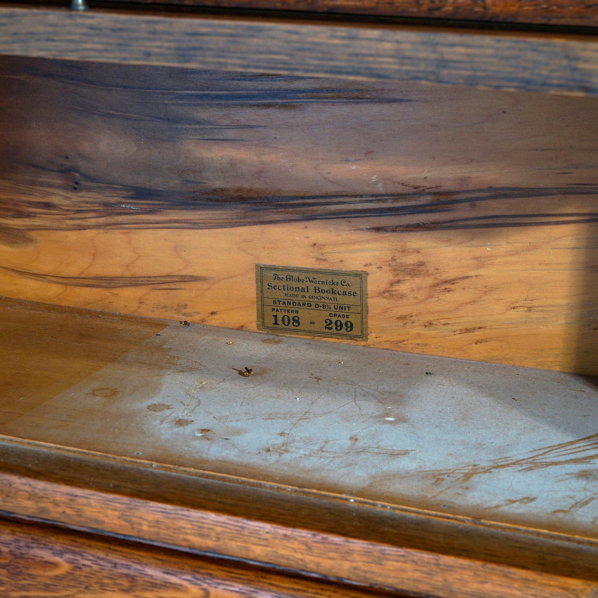 Antique Arts & Crafts Globe Wernicke Oak Barrister Secretary Bookcase c1910 2
