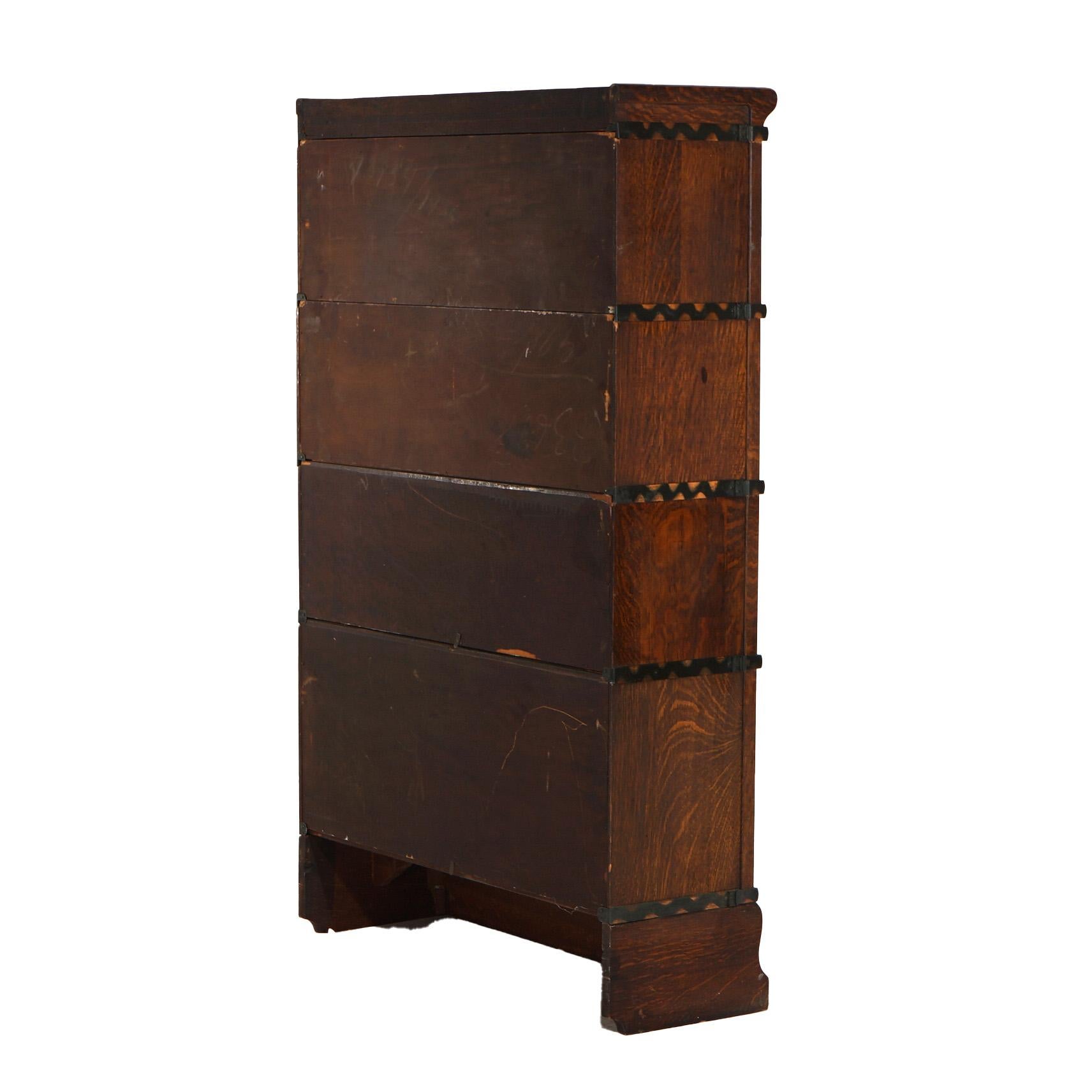 Antique Arts & Crafts Globe Wernicke Oak Four Stack Barrister Bookcase c1910 For Sale 3