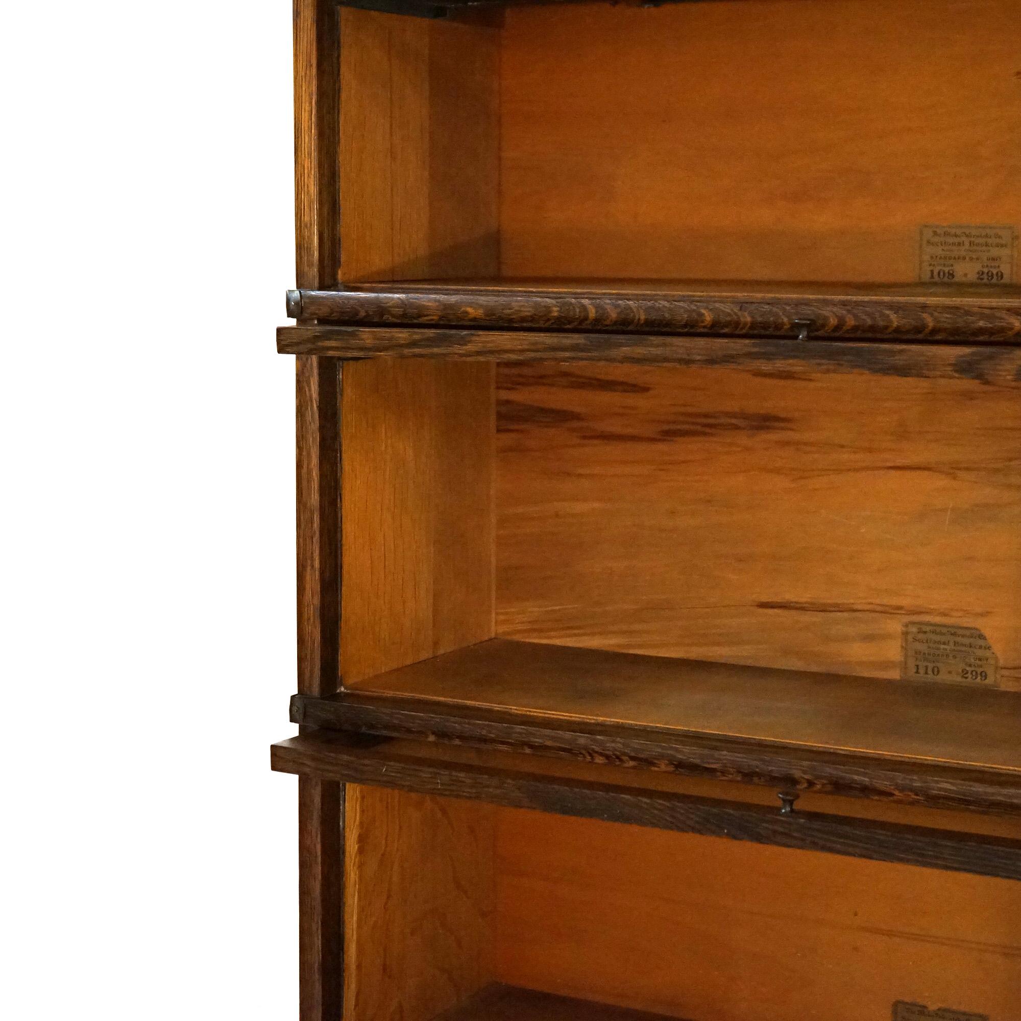 Antique Arts & Crafts Globe Wernicke Oak Four Stack Barrister Bookcase c1910 For Sale 3