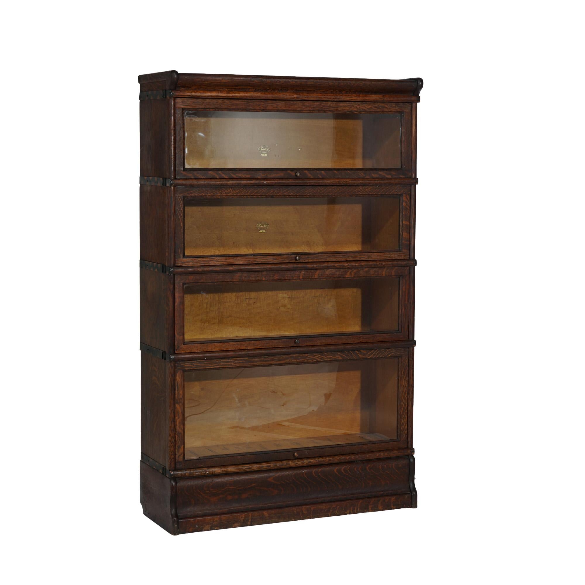 Antique Arts & Crafts Globe Wernicke Oak Four Stack Barrister Bookcase c1910 For Sale 8