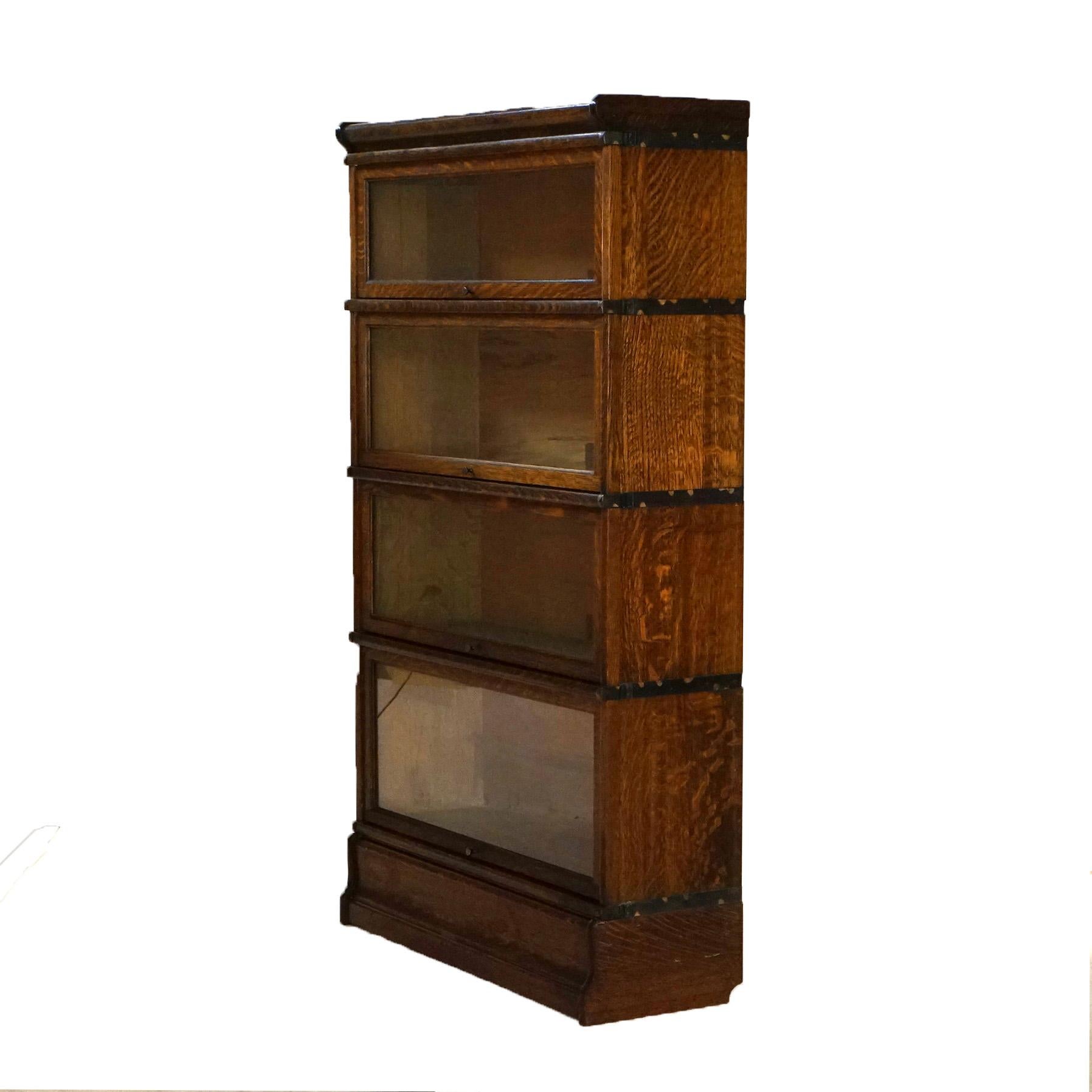 Antique Arts & Crafts Globe Wernicke Oak Four Stack Barrister Bookcase c1910 For Sale 5