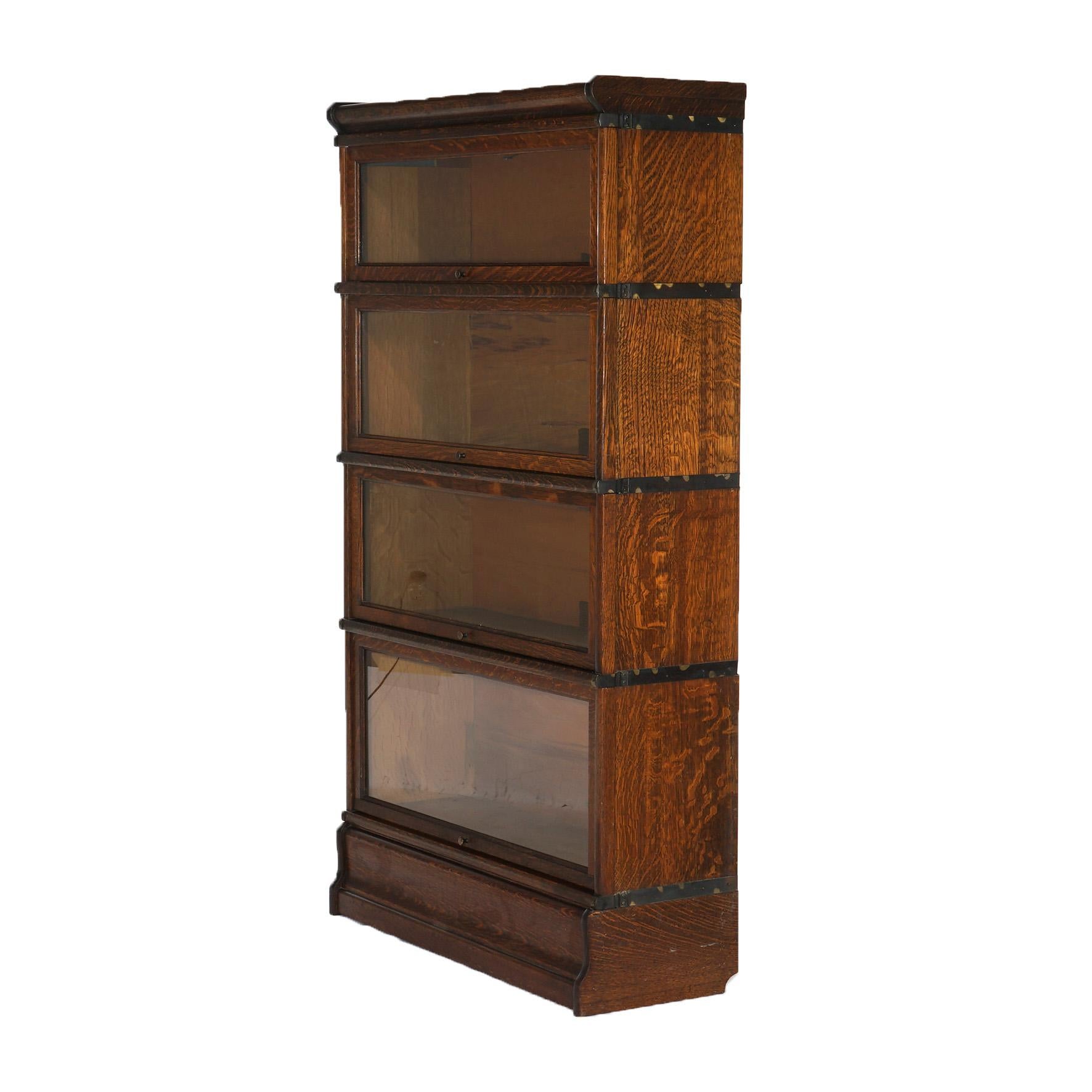 Antique Arts & Crafts Globe Wernicke Oak Four Stack Barrister Bookcase c1910 For Sale 6