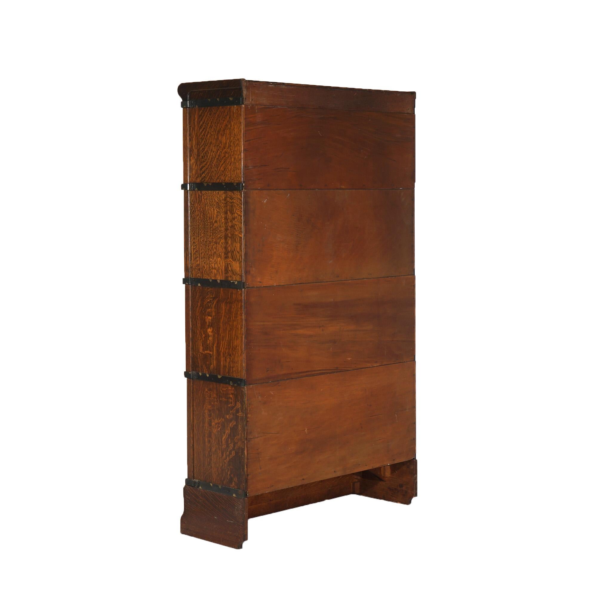 Antique Arts & Crafts Globe Wernicke Oak Four Stack Barrister Bookcase c1910 For Sale 7
