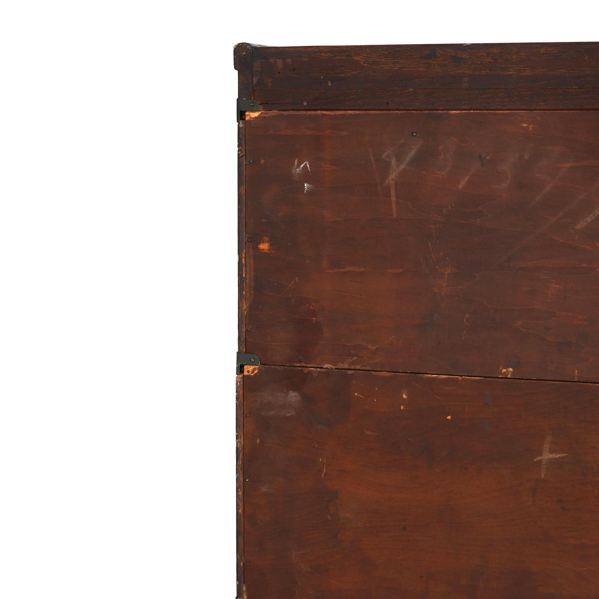 Antique Arts & Crafts Globe Wernicke Oak Four Stack Barrister Bookcase c1910 For Sale 1