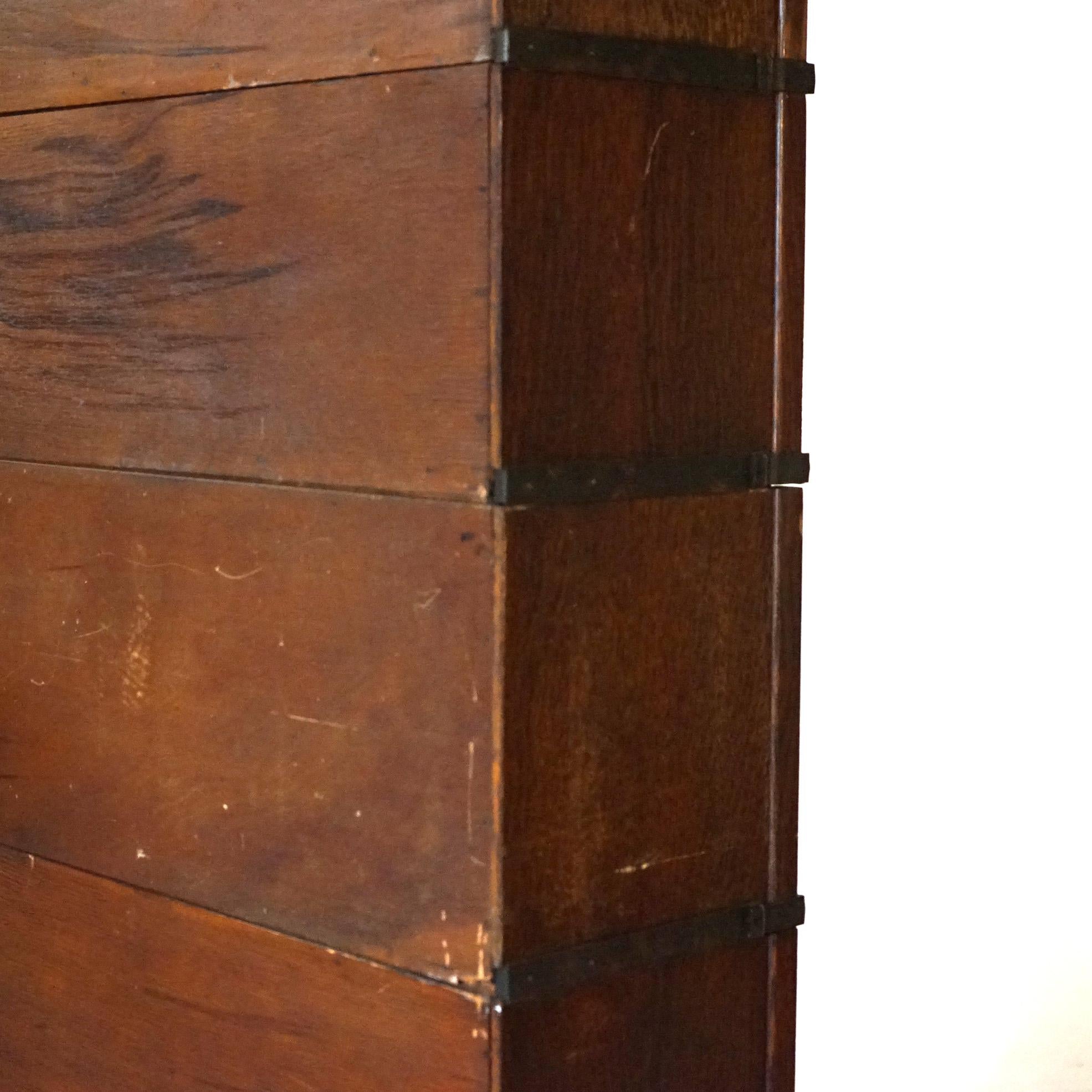 Antique Arts & Crafts Globe Wernicke Oak & Leaded Glass Barrister Bookcase c1910 4