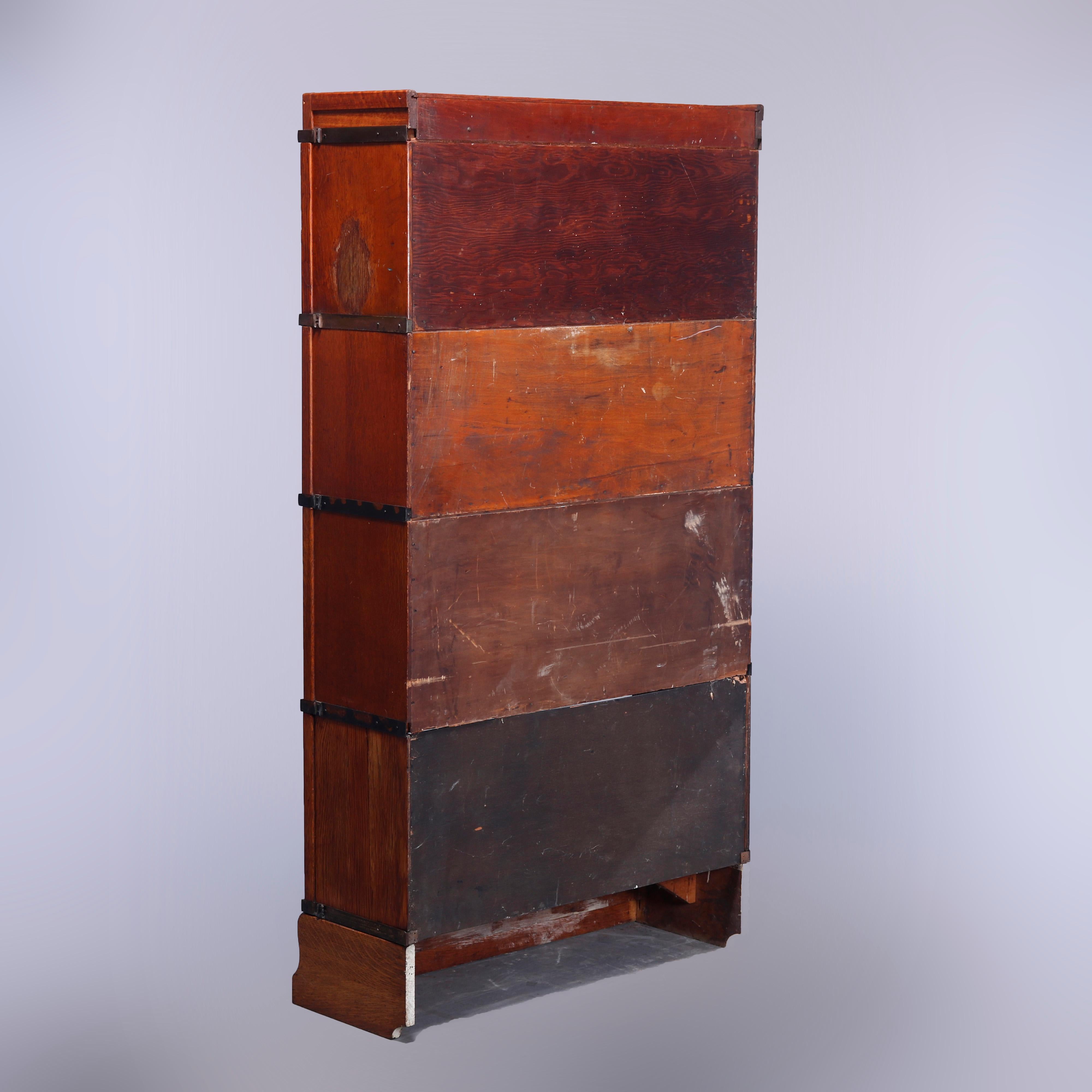 Antique Arts & Crafts Globe Wernicke Oak Stack Barrister Bookcase, Circa 1910 4