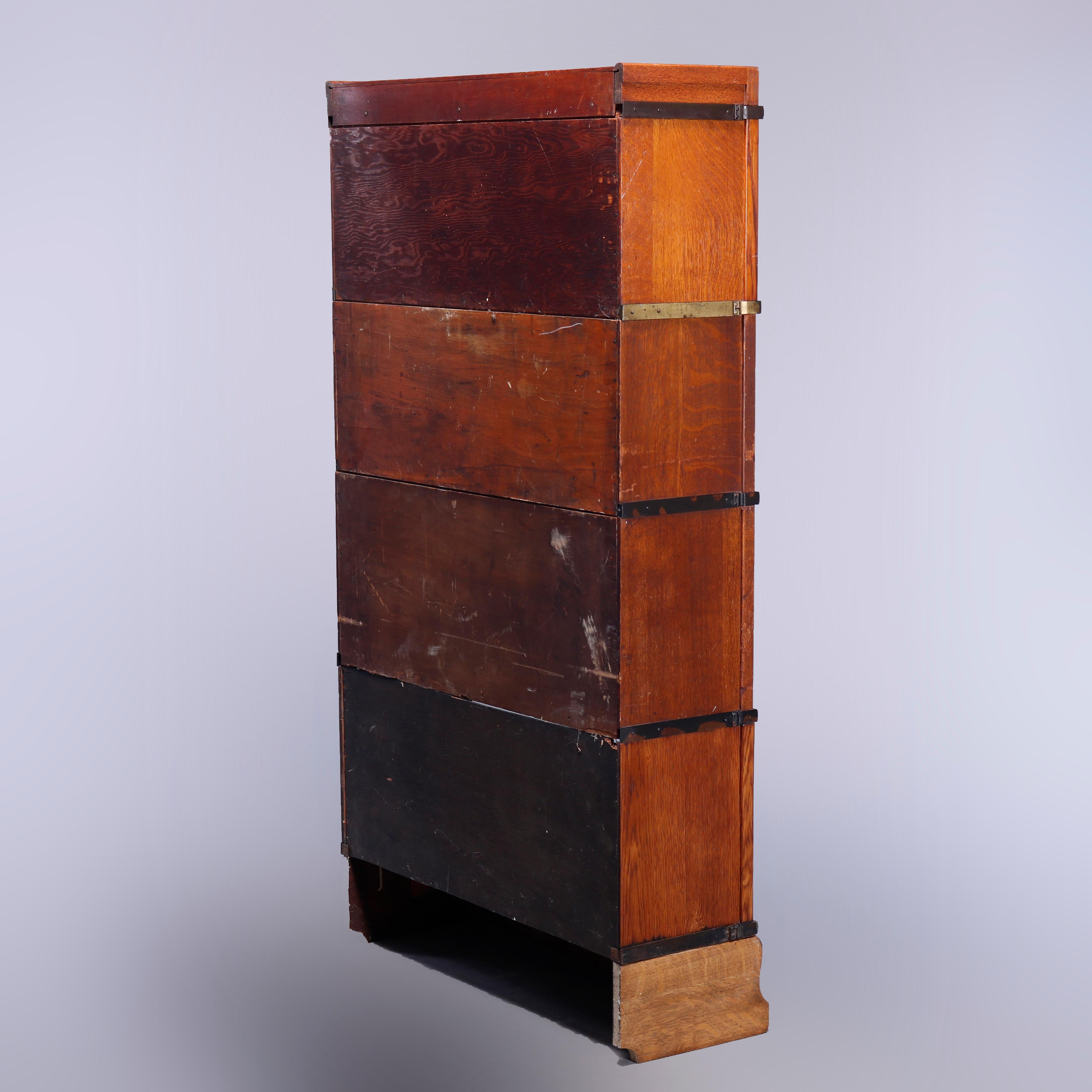 Antique Arts & Crafts Globe Wernicke Oak Stack Barrister Bookcase, Circa 1910 5