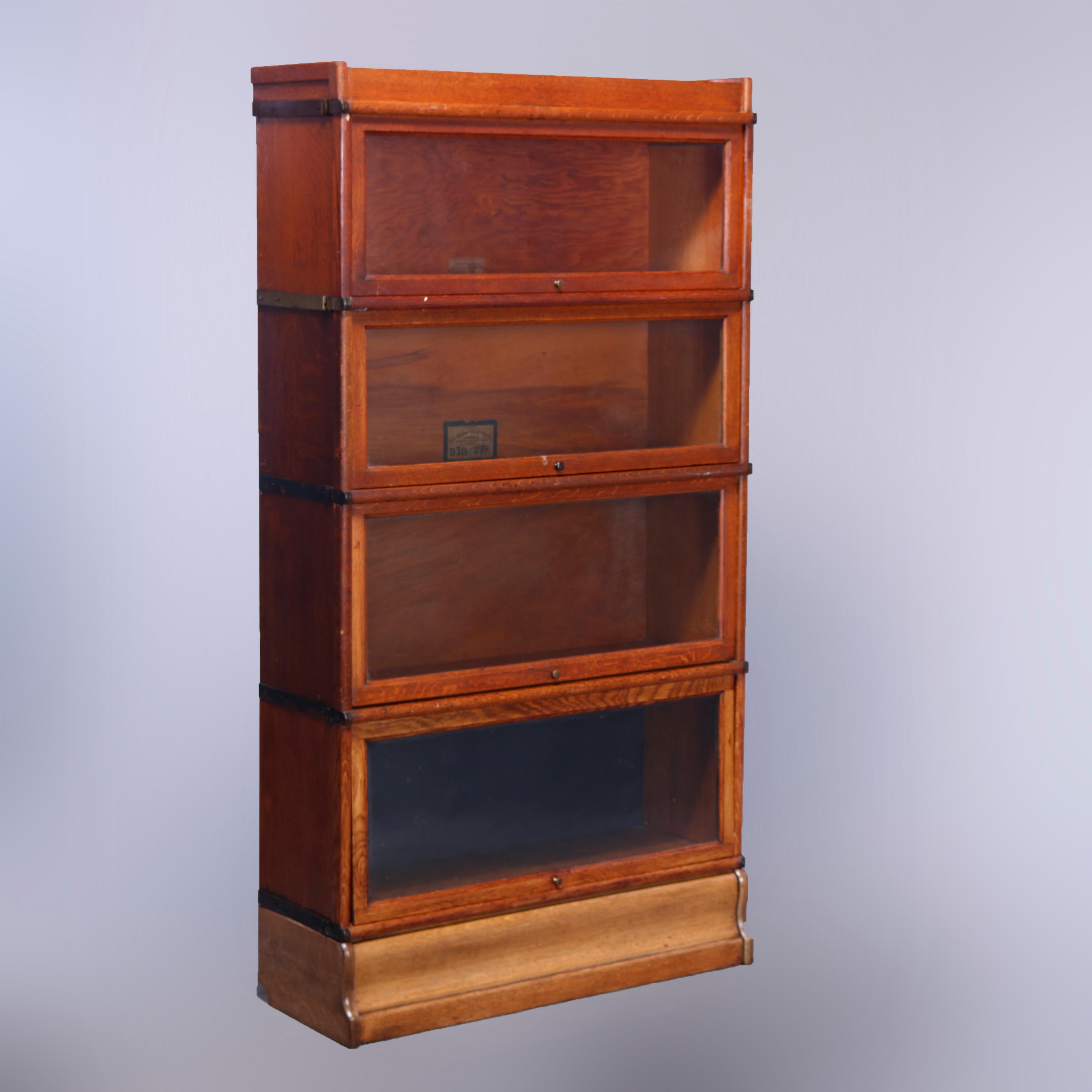 Antique Arts & Crafts Globe Wernicke Oak Stack Barrister Bookcase, Circa 1910 6
