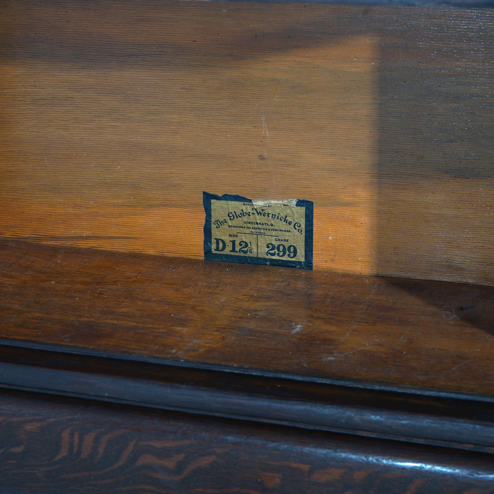 American Antique Arts & Crafts Globe Wernicke Oak Three-Stack Barrister Bookcase, c1910 For Sale