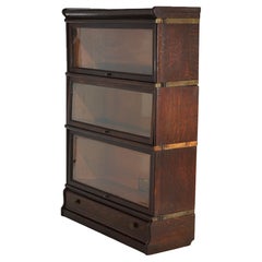 Antique Arts & Crafts Globe Wernicke Oak Three-Stack Barrister Bookcase, c1910