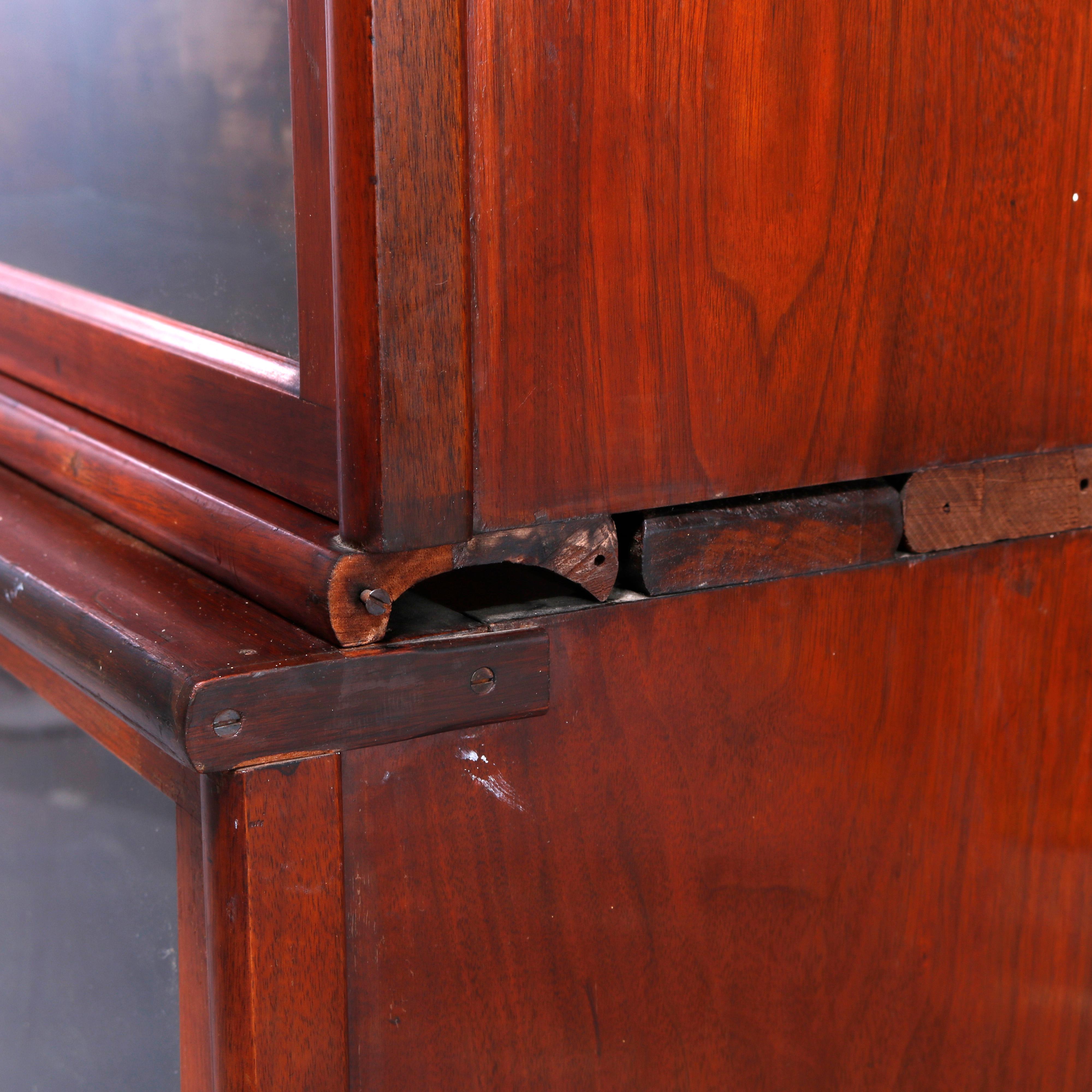 American Antique Arts & Crafts Globe Wernicke School Mahogany Barrister Bookcase, c1910