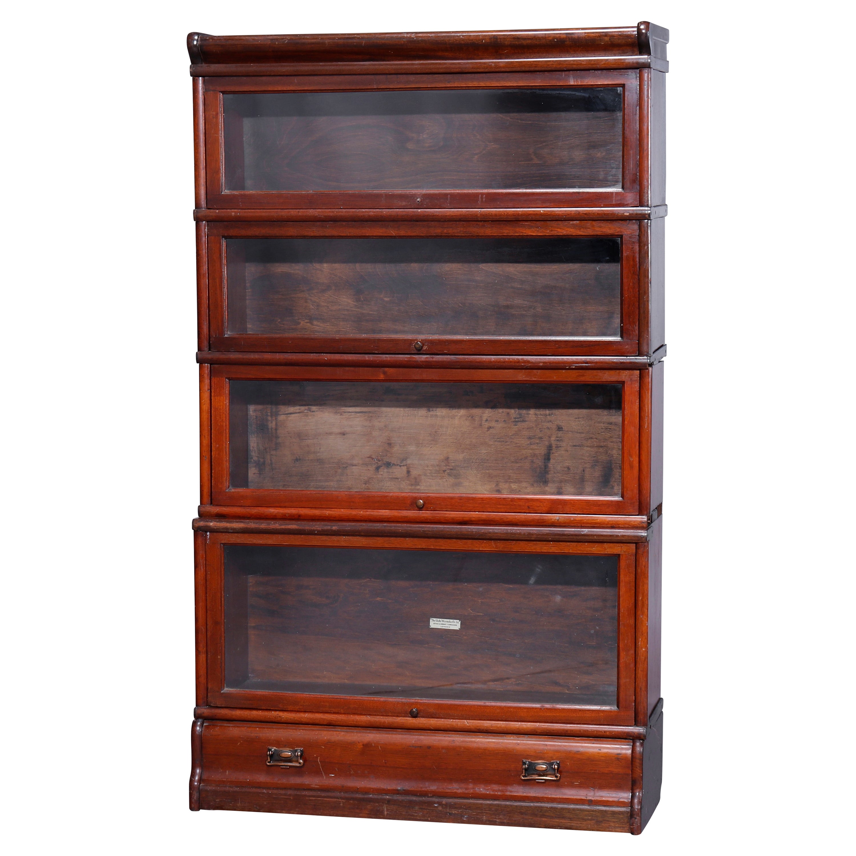 Antique Arts 
Crafts Globe Wernicke School Mahogany Barrister Bookcase, c1910