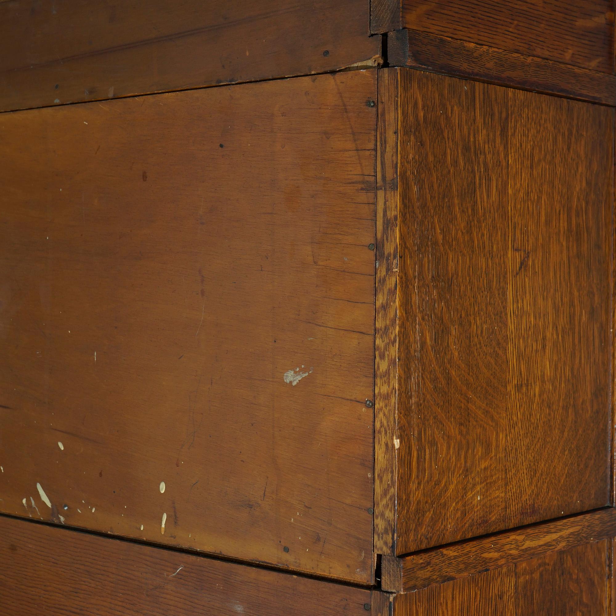Antique Arts & Crafts Globe Wernicke Stack Oak Barrister Bookcase, C1910 For Sale 3