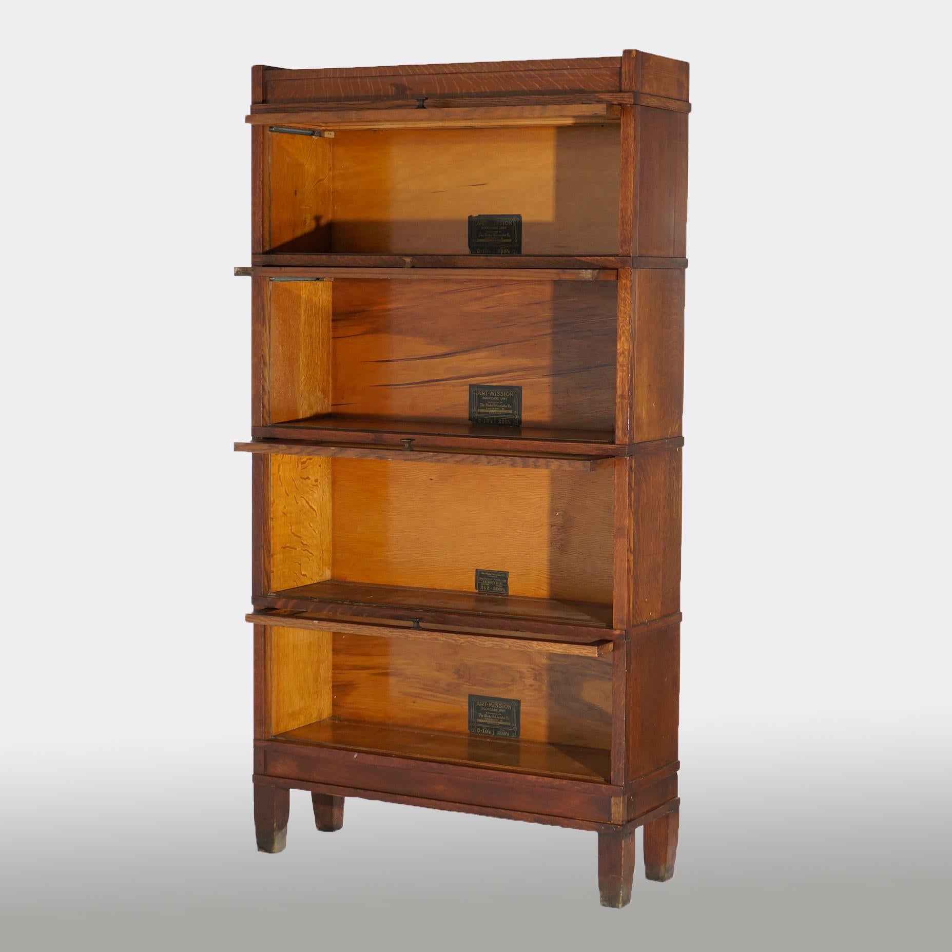 ***Reduced In-House Delivery Rates - Click on “Ask Seller” to Request a Quote***
Antique Arts & Crafts Globe Wernicke Stack Oak Barrister Bookcase, C1910
Measures- 66.5