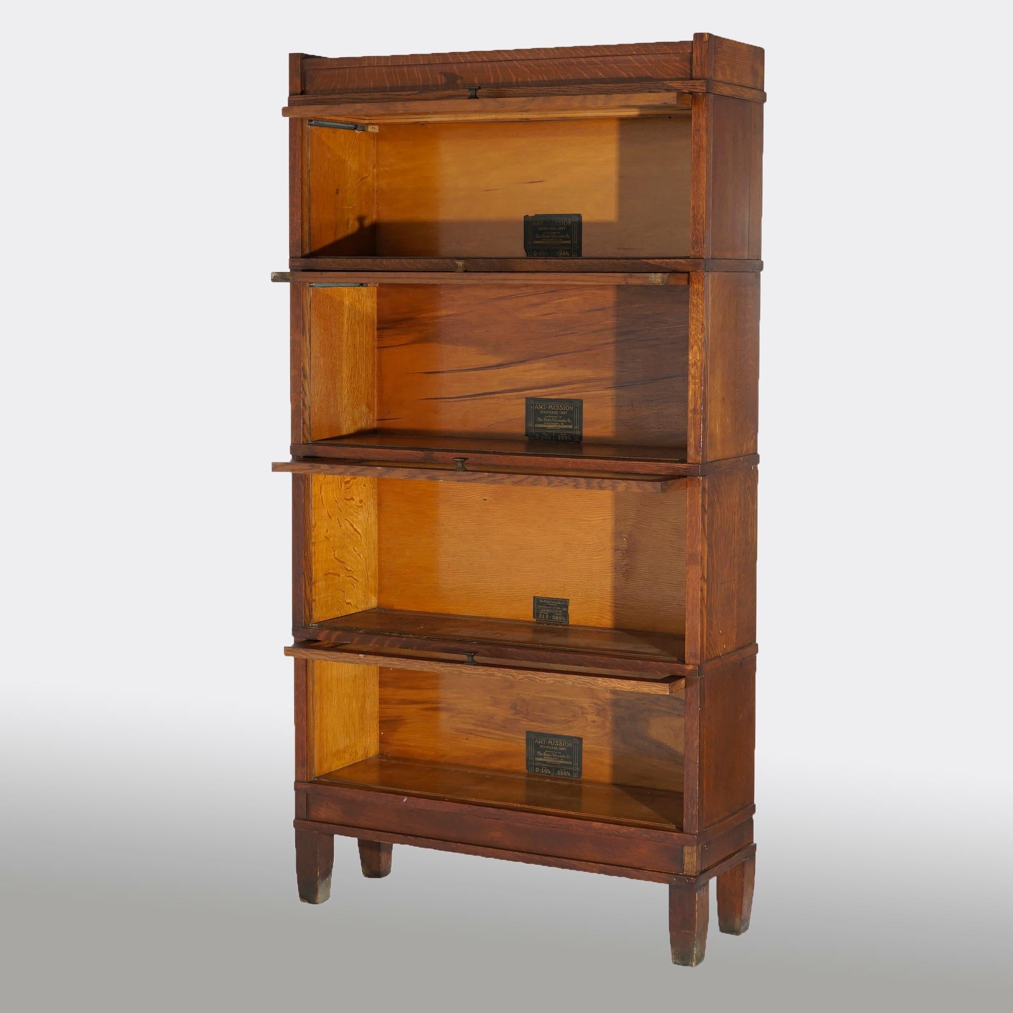 Arts and Crafts Antique Arts & Crafts Globe Wernicke Stack Oak Barrister Bookcase, C1910 For Sale