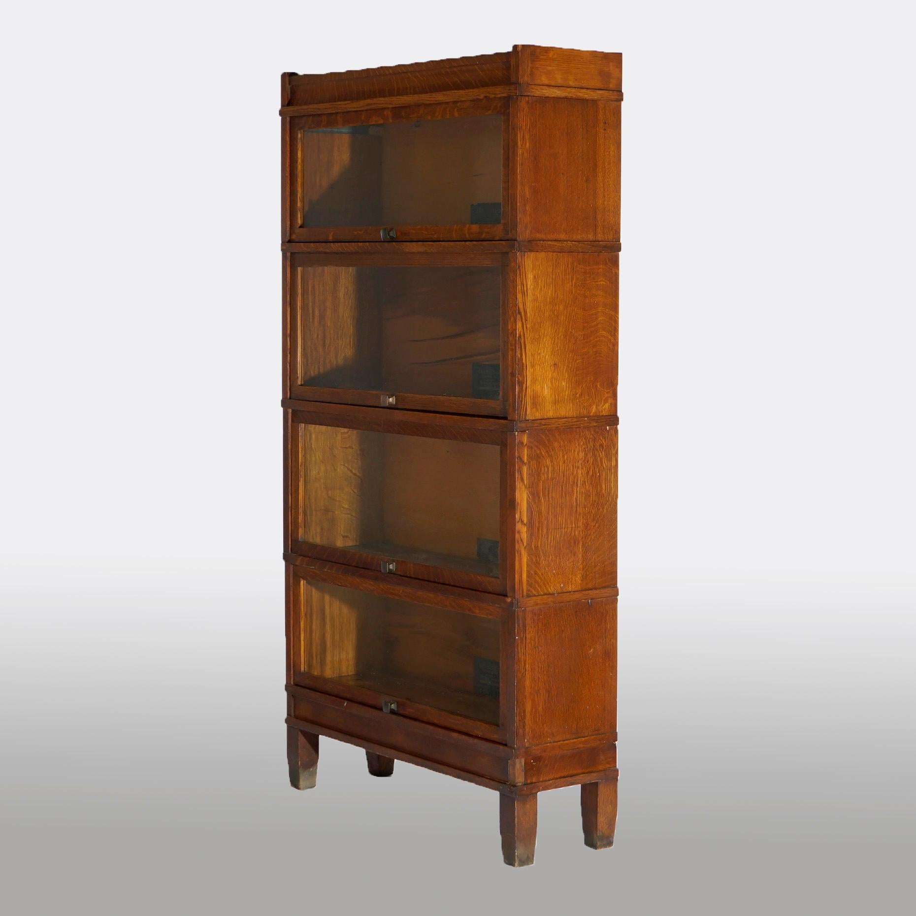 American Antique Arts & Crafts Globe Wernicke Stack Oak Barrister Bookcase, C1910 For Sale