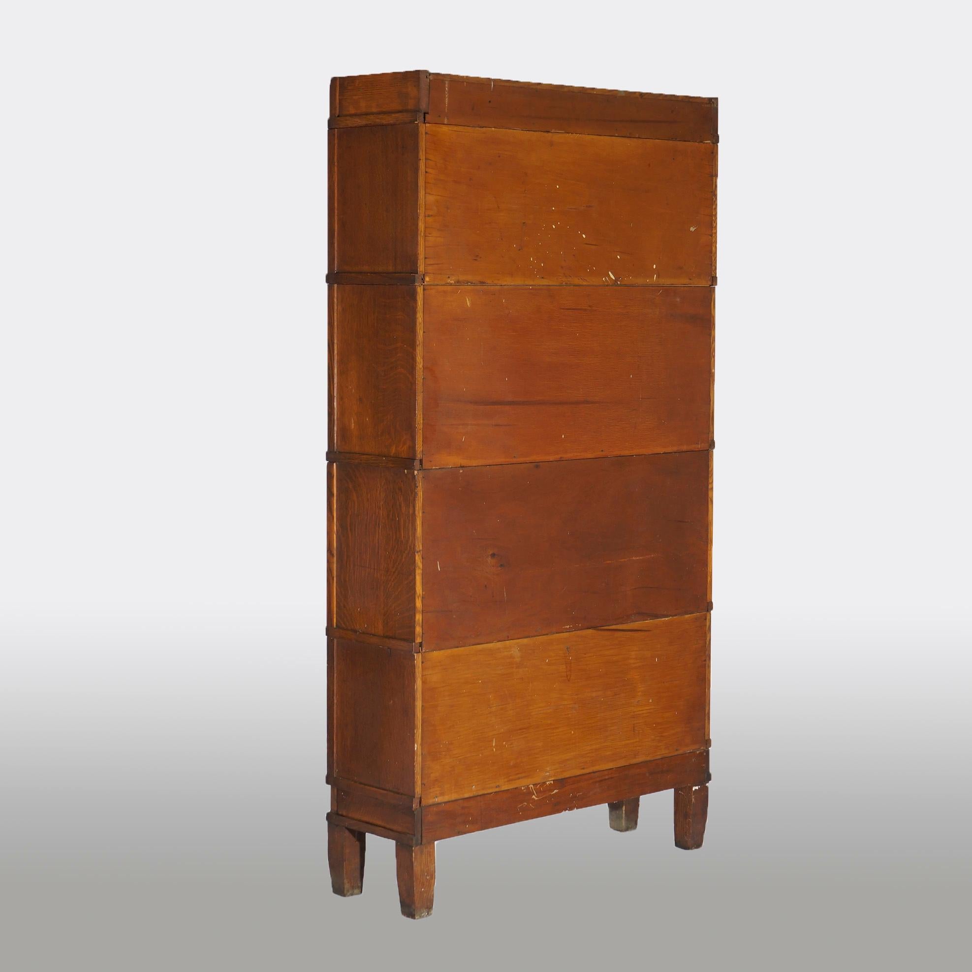 20th Century Antique Arts & Crafts Globe Wernicke Stack Oak Barrister Bookcase, C1910 For Sale