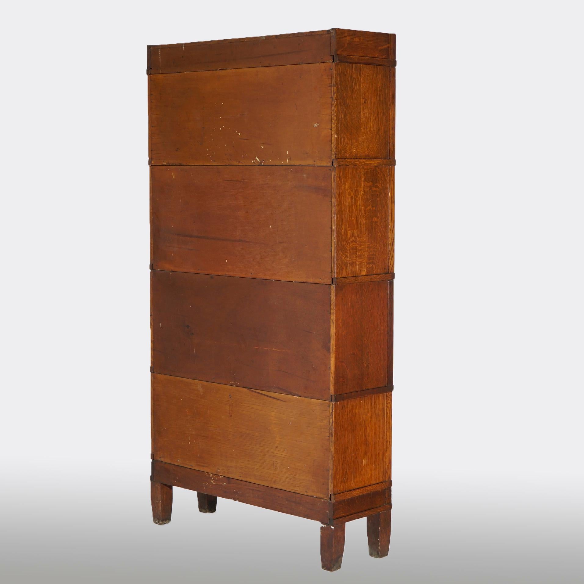 Glass Antique Arts & Crafts Globe Wernicke Stack Oak Barrister Bookcase, C1910 For Sale