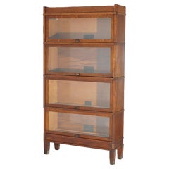 Antique Arts & Crafts Globe Wernicke Stack Oak Barrister Bookcase, C1910