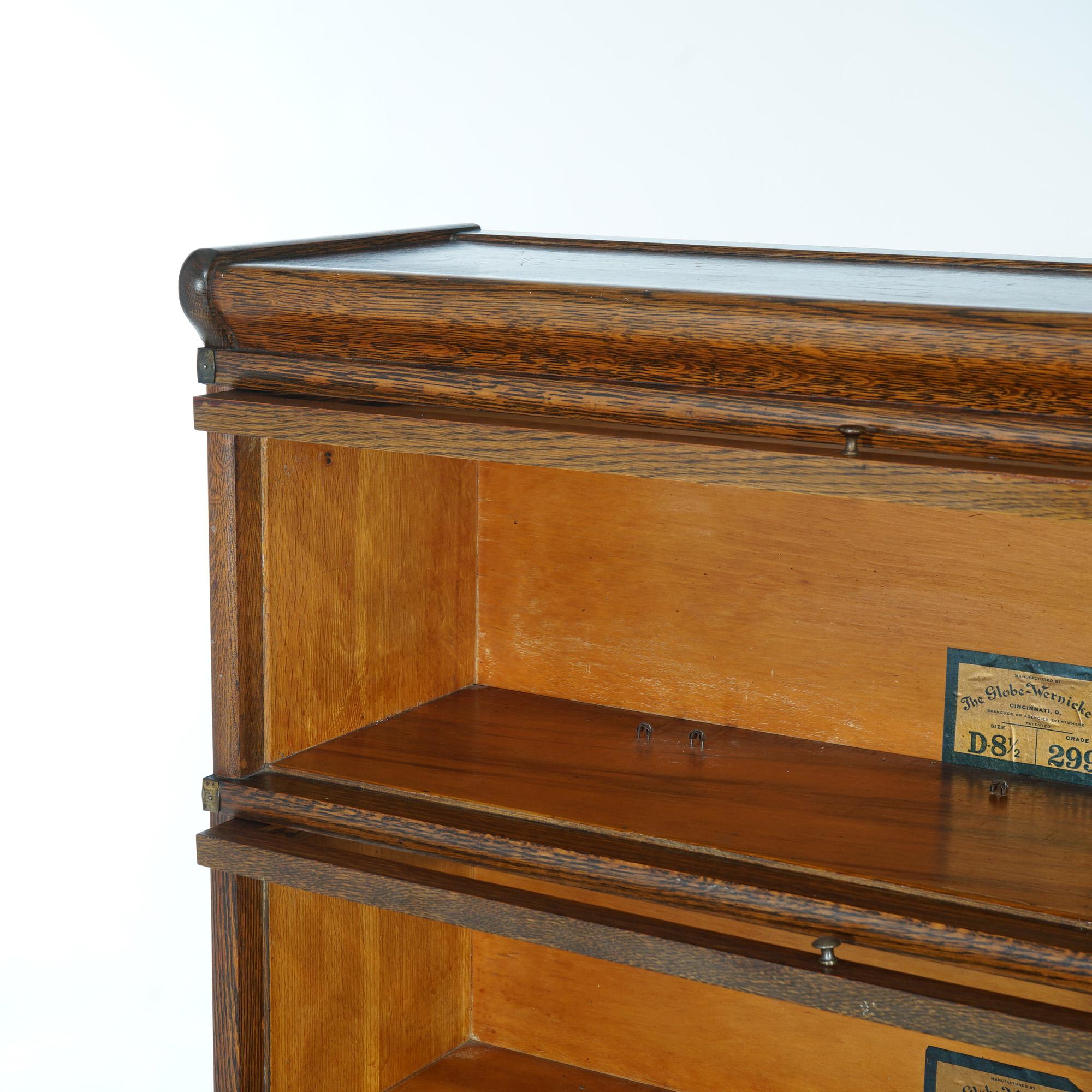 Antique Arts & Crafts Globe Wernicke Three Stack Barrister Bookcase circa 1910 In Good Condition In Big Flats, NY