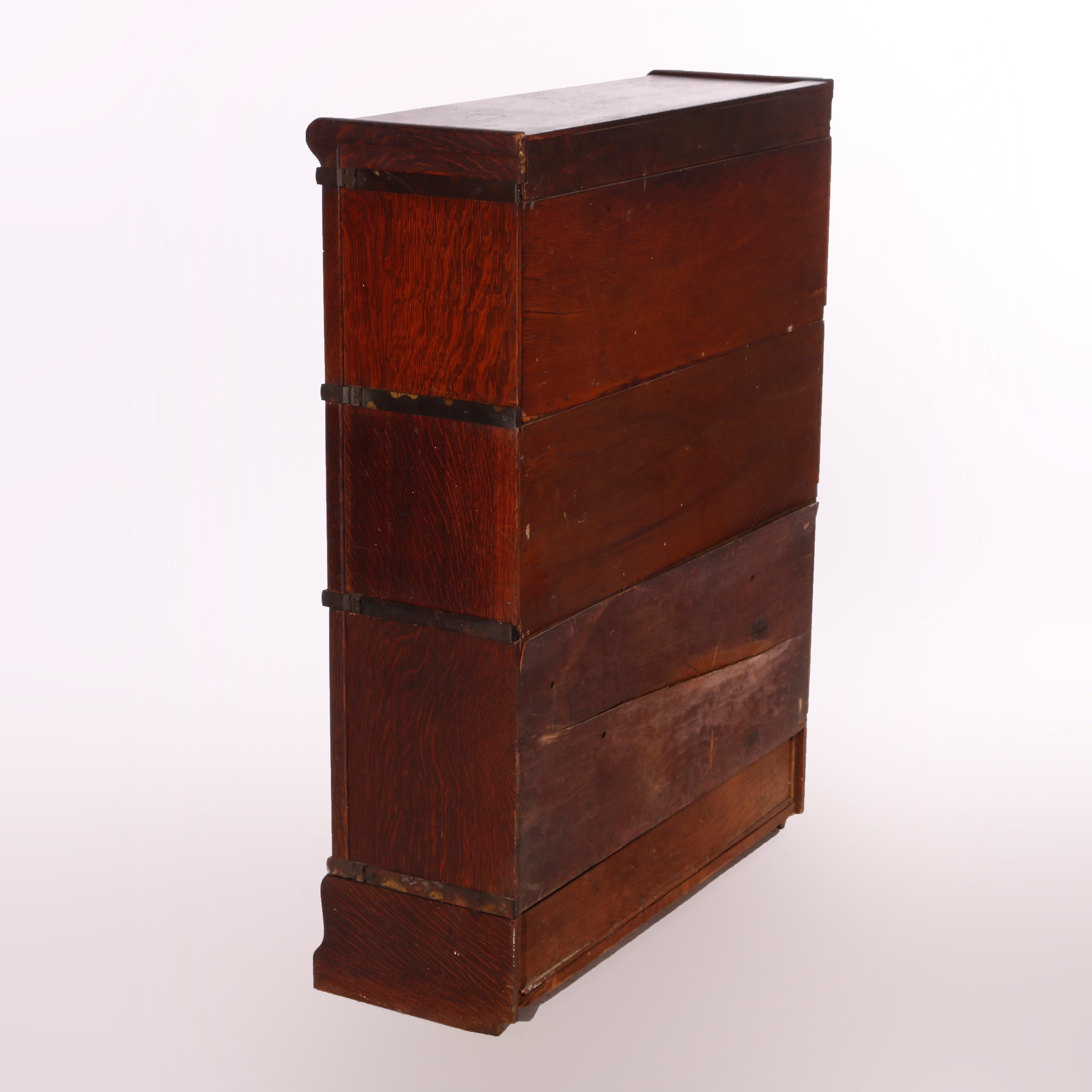 Antique Arts & Crafts Globe Wernicke Three-Stack Oak Barrister Bookcase, c1910 2