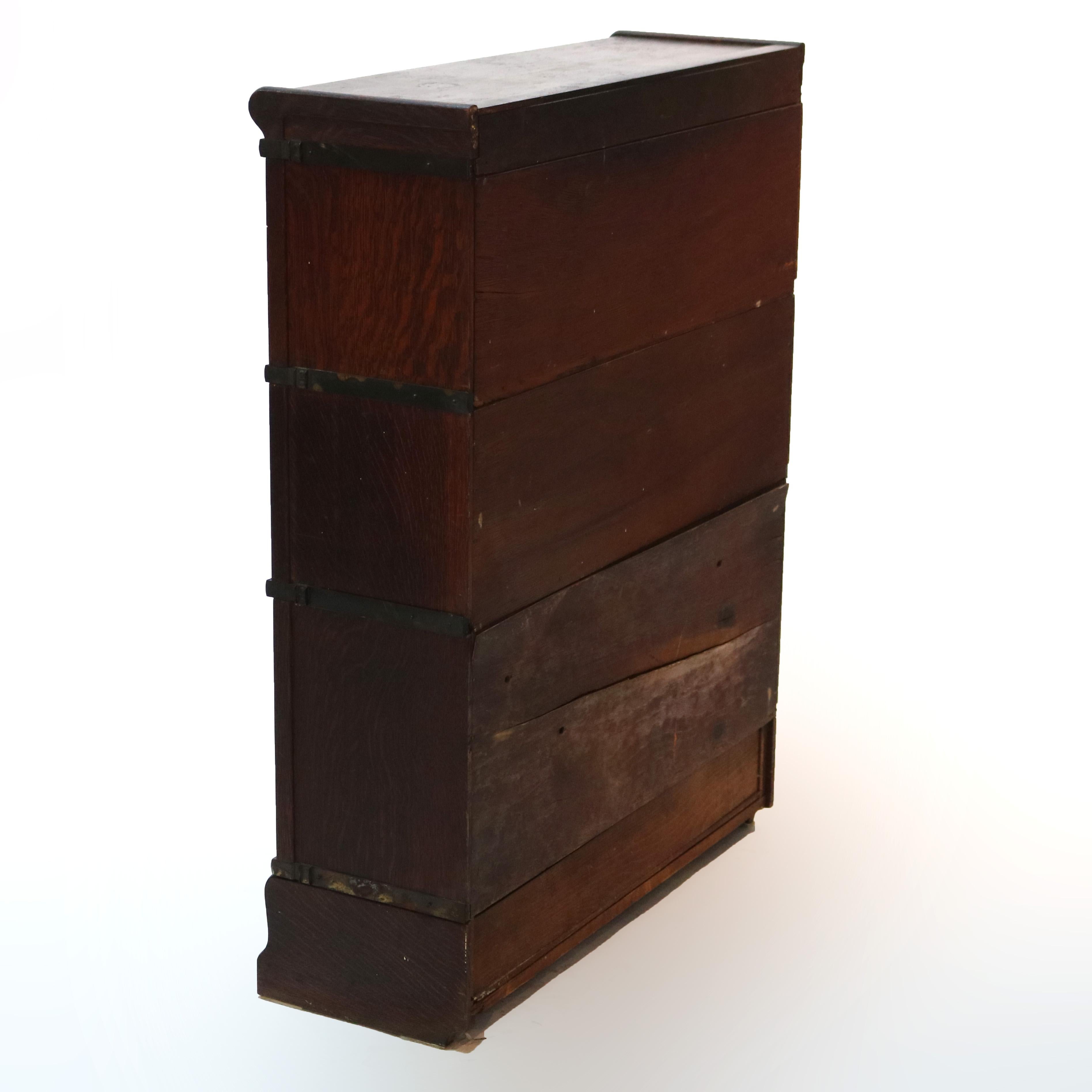 Antique Arts & Crafts Globe Wernicke Three-Stack Oak Barrister Bookcase, c1910 3