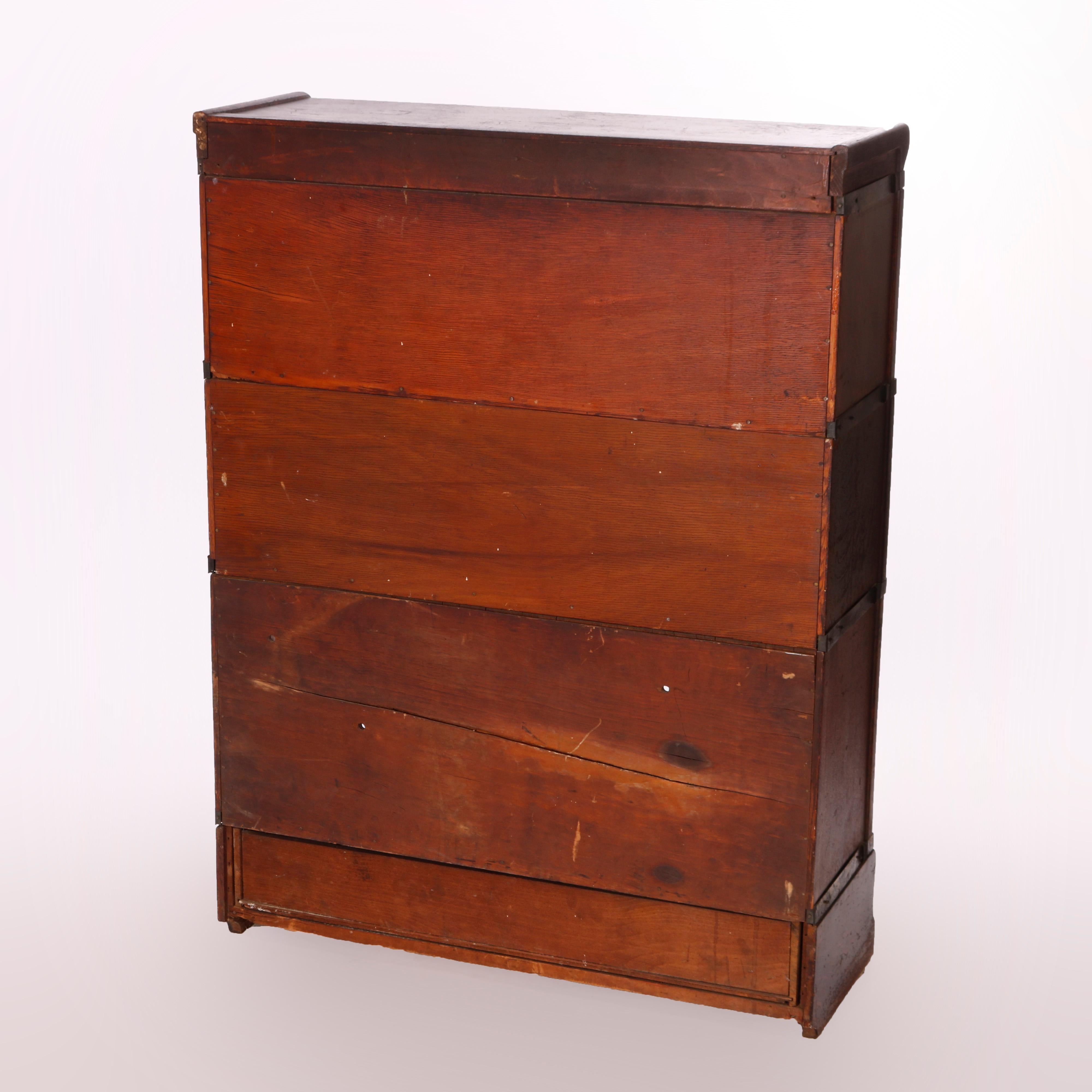 Antique Arts & Crafts Globe Wernicke Three-Stack Oak Barrister Bookcase, c1910 4