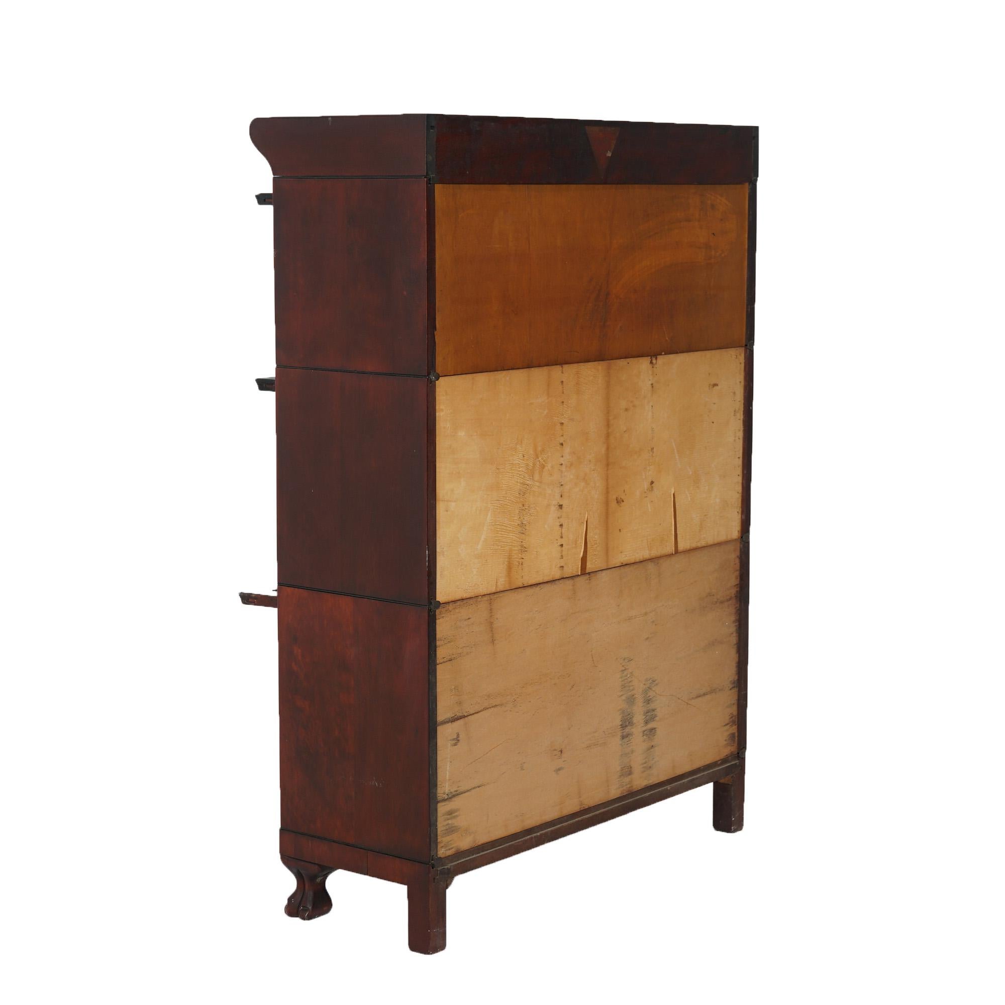 American Antique Arts & Crafts Gunn attr. Mahogany Three Stack Barrister Bookcase C1910