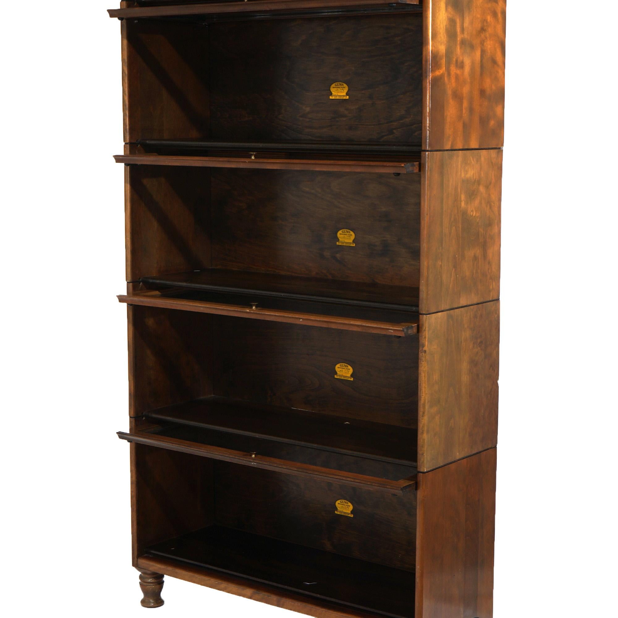 Antique Arts & Crafts Gunn Five Stack Cherry Barrister Bookcase Circa 1910 For Sale 4