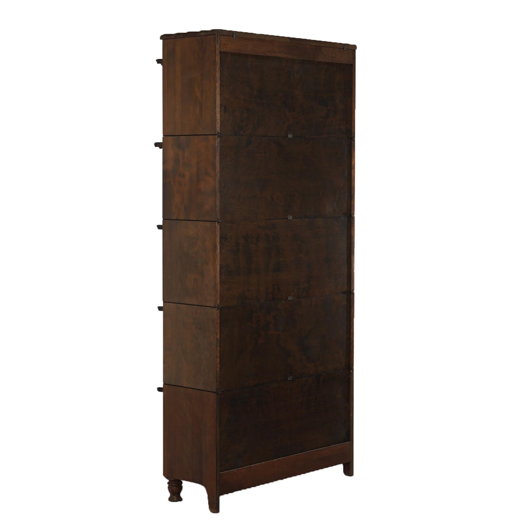 Antique Arts & Crafts Gunn Five Stack Cherry Barrister Bookcase Circa 1910 For Sale 8