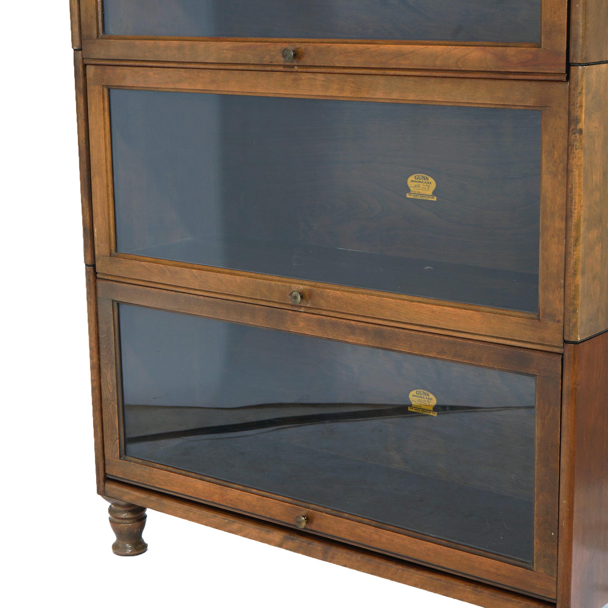 Arts and Crafts Antique Arts & Crafts Gunn Five Stack Cherry Barrister Bookcase Circa 1910 For Sale