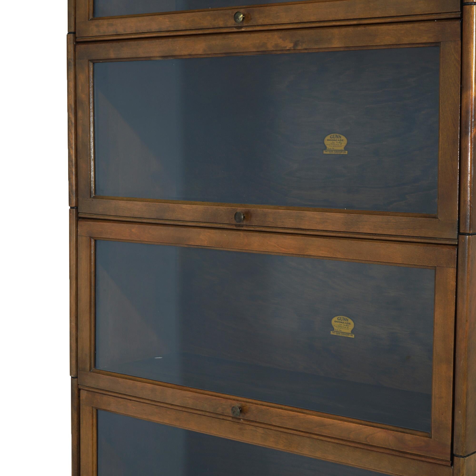 Antique Arts & Crafts Gunn Five Stack Cherry Barrister Bookcase Circa 1910 In Good Condition In Big Flats, NY