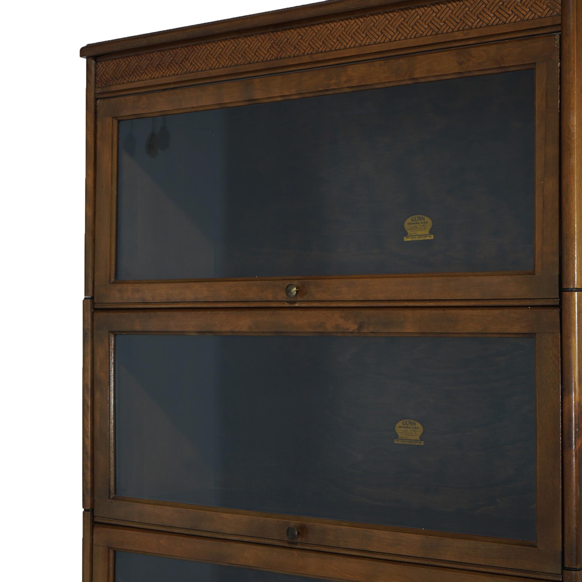 20th Century Antique Arts & Crafts Gunn Five Stack Cherry Barrister Bookcase Circa 1910 For Sale