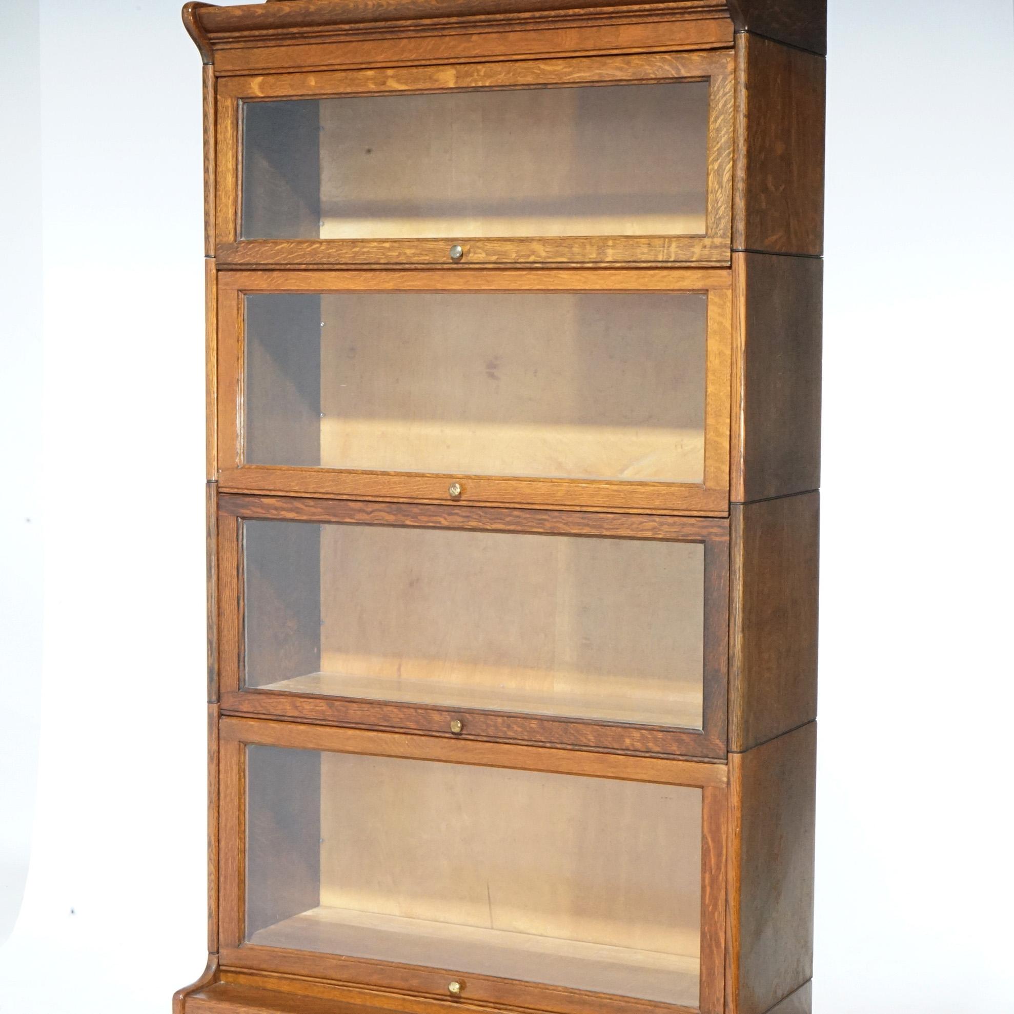 Antique Arts & Crafts Gunn Five Stack Oak Barrister Bookcase, circa 1910 In Good Condition In Big Flats, NY